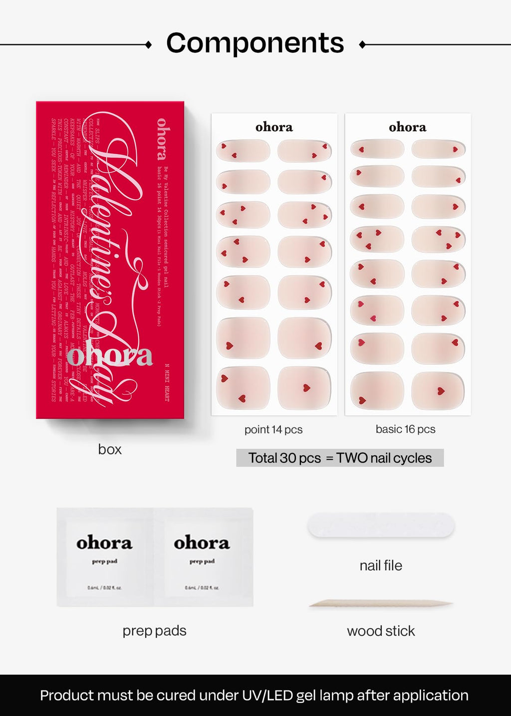 ohora Semi Cured Gel Nail Strips N Mini Heart – Salon-Quality Valentines Nails