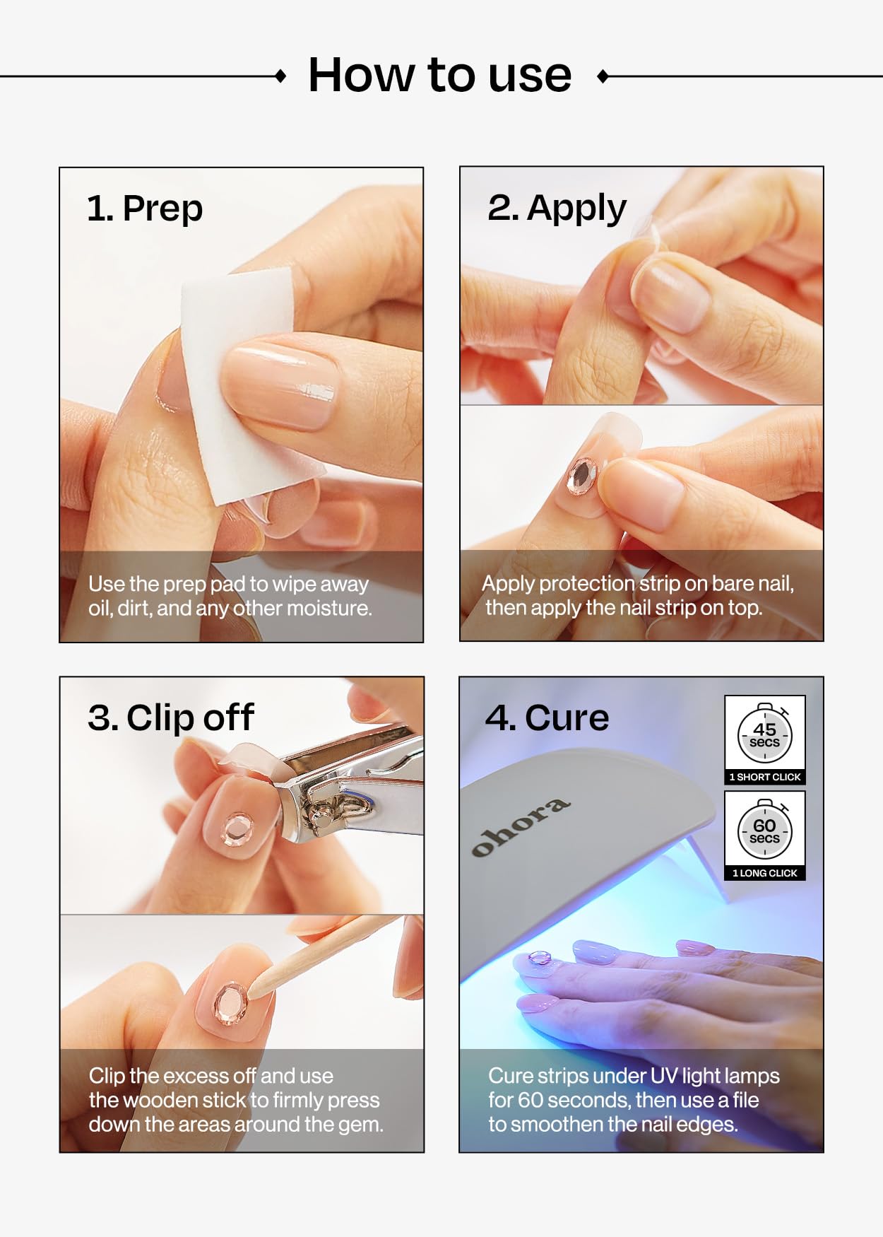 ohora Semi Cured Gel Nail Strips – Lunar Eclipse Pattern, Long-Lasting & Easy to Apply
