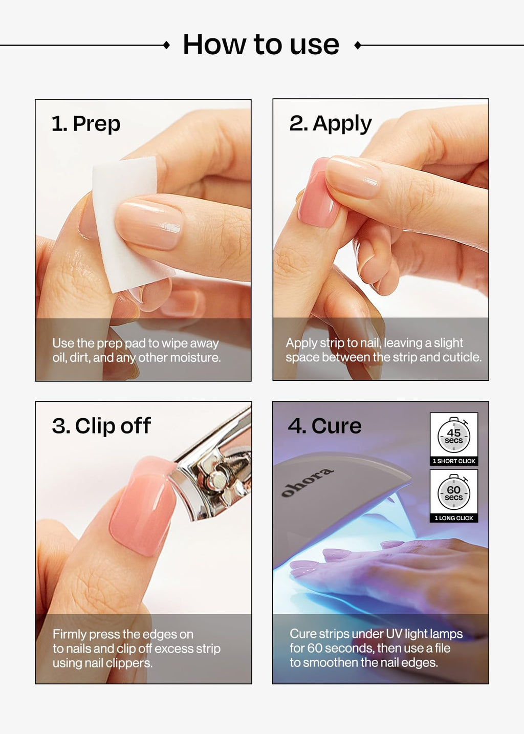 ohora Semi Cured Gel Nail Strips N Tint Reddish – Salon-Quality Nails, Easy Application