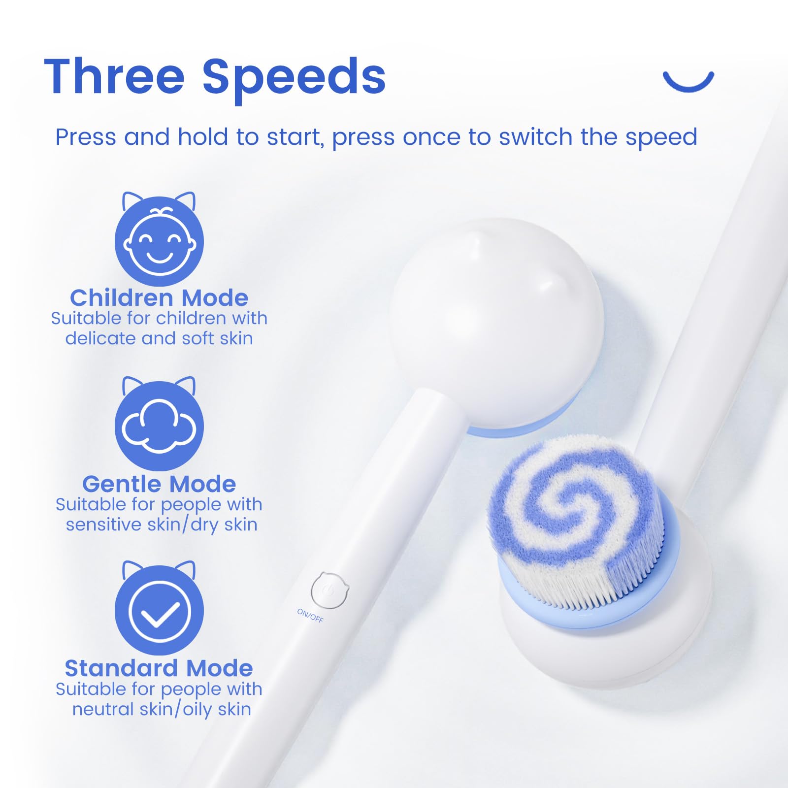 Oh,XIYU Electric Back Scrubber – 2 Heads, 3 Speeds, IPX7 Waterproof, 2200mAh Battery