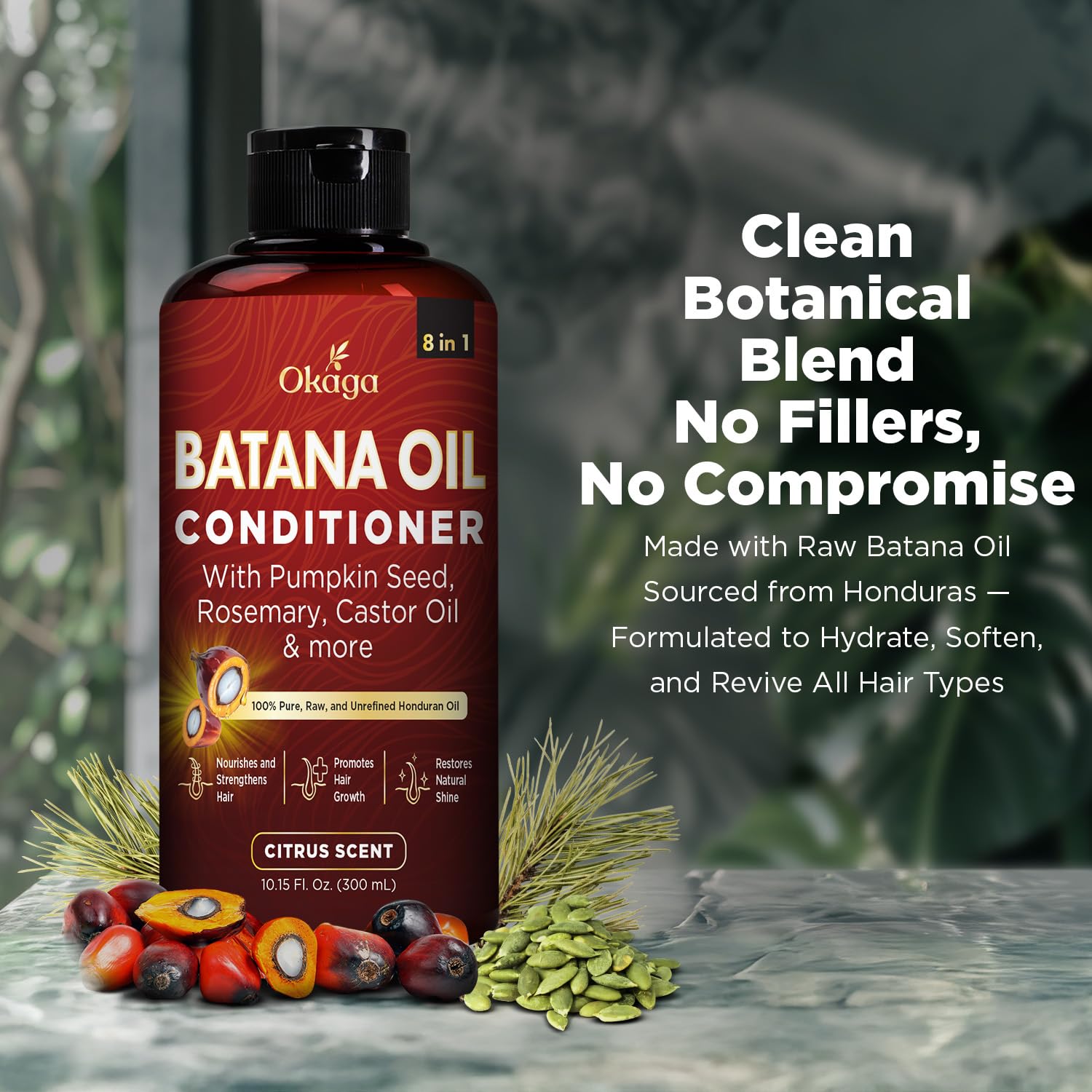 Okaga Batana Oil Conditioner – 8-in-1 Hydration for Hair, Aloe, Biotin & Plant Oils – Citrus Scent – 10.15 fl oz – 3 Pack