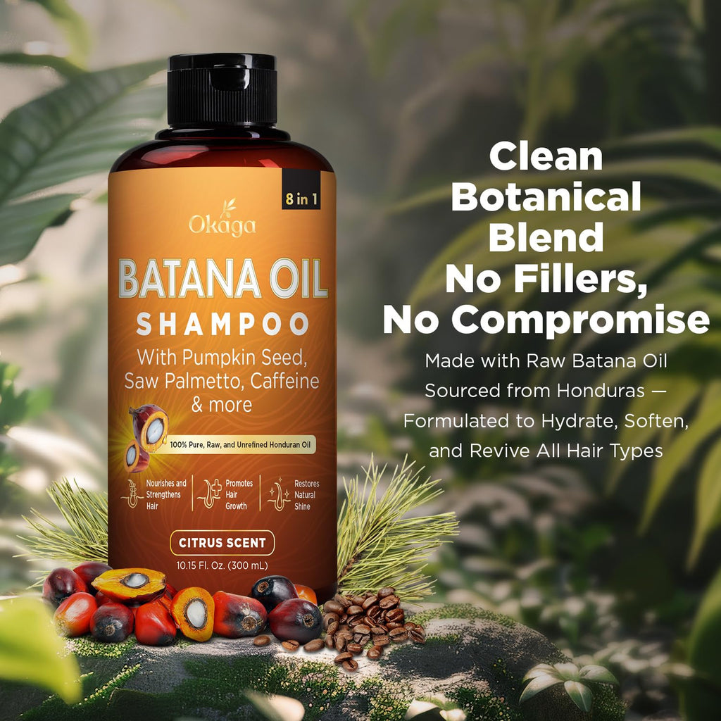 Okaga Batana Oil Shampoo 8-in-1 for Hair Growth – 3 Pack