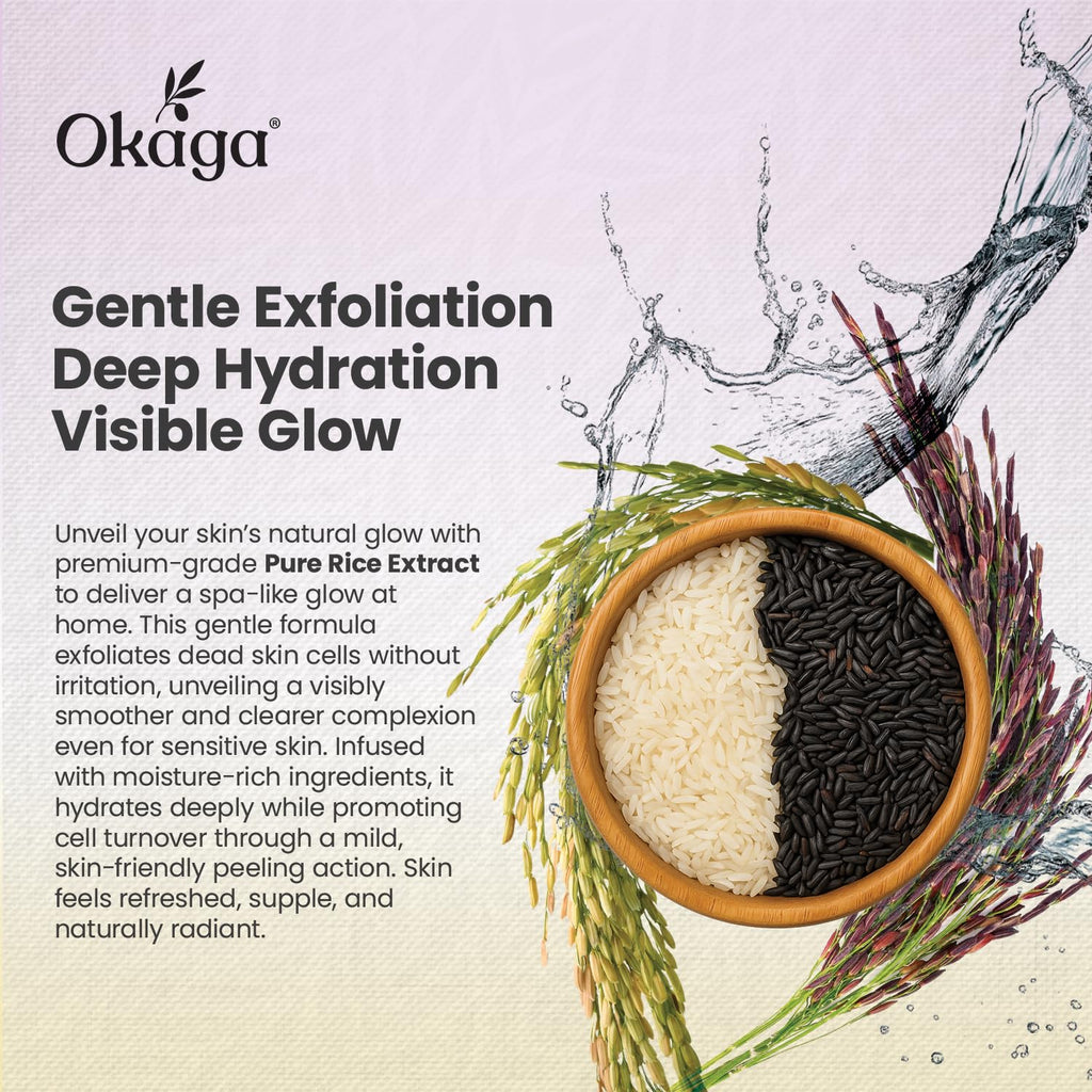 Okaga Peel Shot Glow Rice Ampoule Duo – White & Black Rice Exfoliant Skincare for All Skin Types