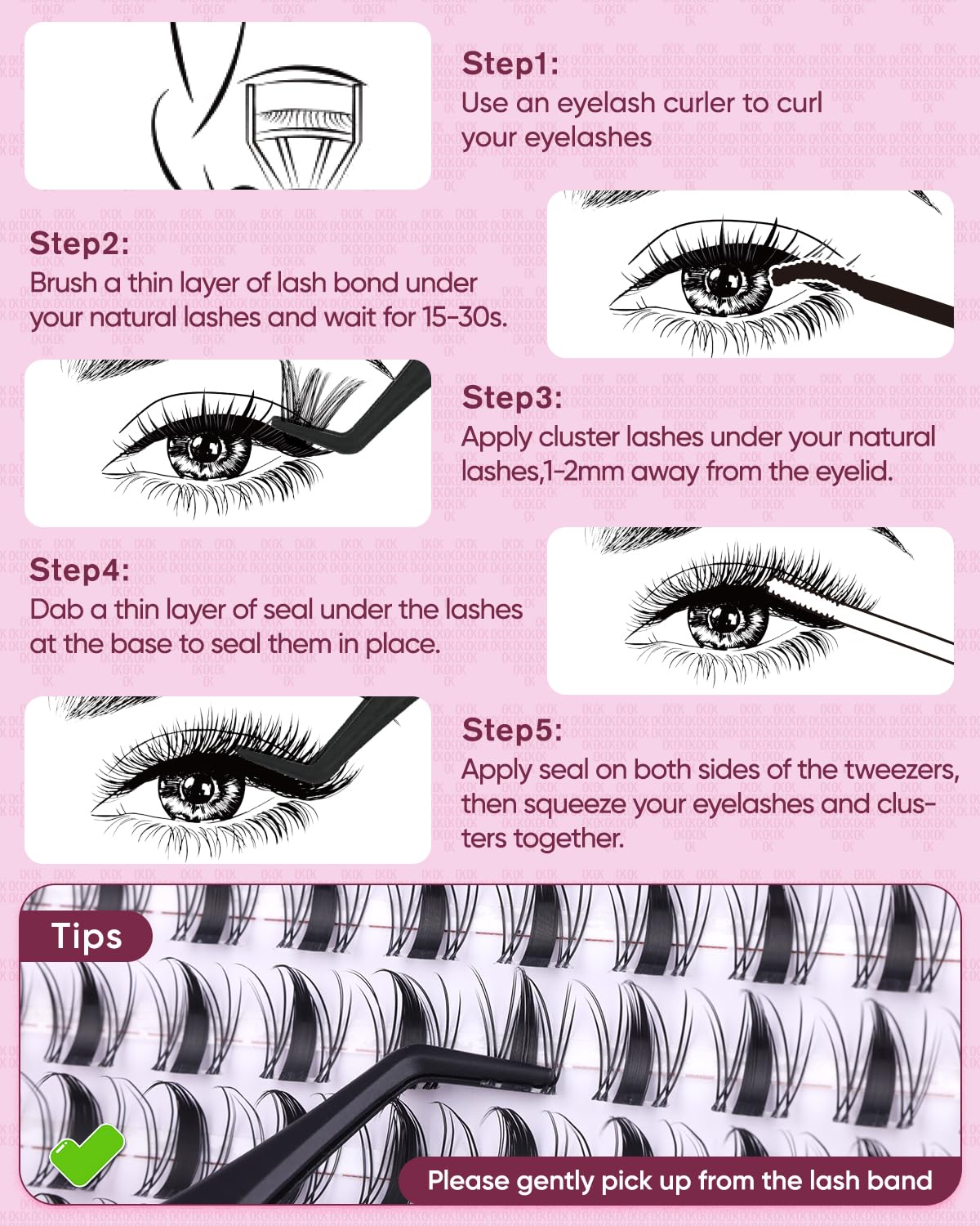 OKAYLOVE Manga Lash Clusters Kit – Bunny 8–18mm Anime Lashes with Bond & Seal, Tweezers