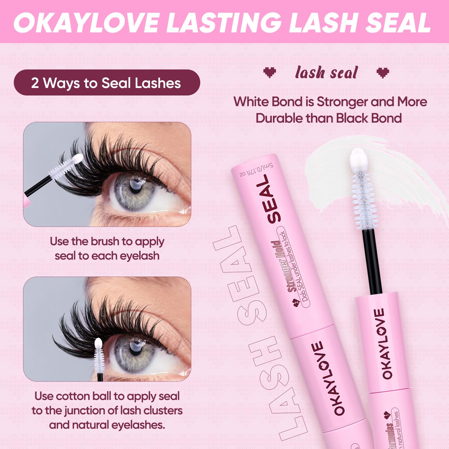OKAYLOVE Lash Cluster Glue – 2-in-1 Waterproof Bond & Seal for Eyelash Clusters, 150H+ Hold