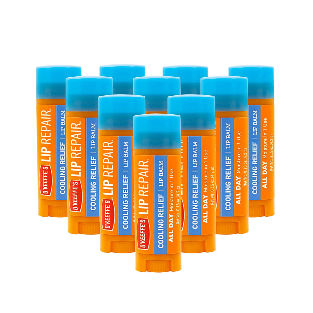 O'Keeffe's Cooling Relief Lip Repair Lip Balm Stick – Pack of 10