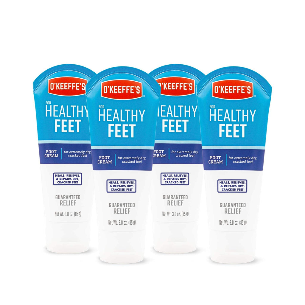 O'Keeffe's K0280004-4 Healthy Feet Foot Cream Tube (4 Pack), 3 oz | Deep Moisturizing for Extremely Dry Feet