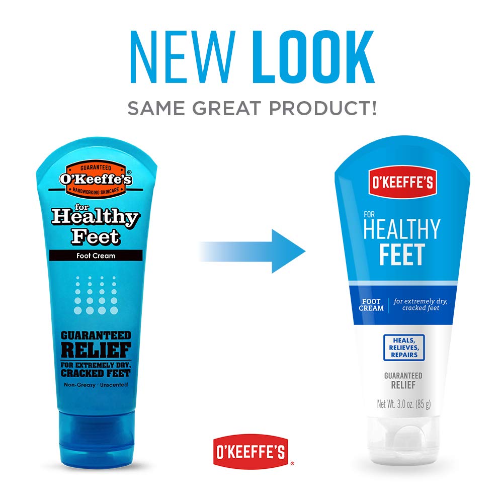 O'Keeffe's K0280004-4 Healthy Feet Foot Cream Tube (4 Pack), 3 oz | Deep Moisturizing for Extremely Dry Feet