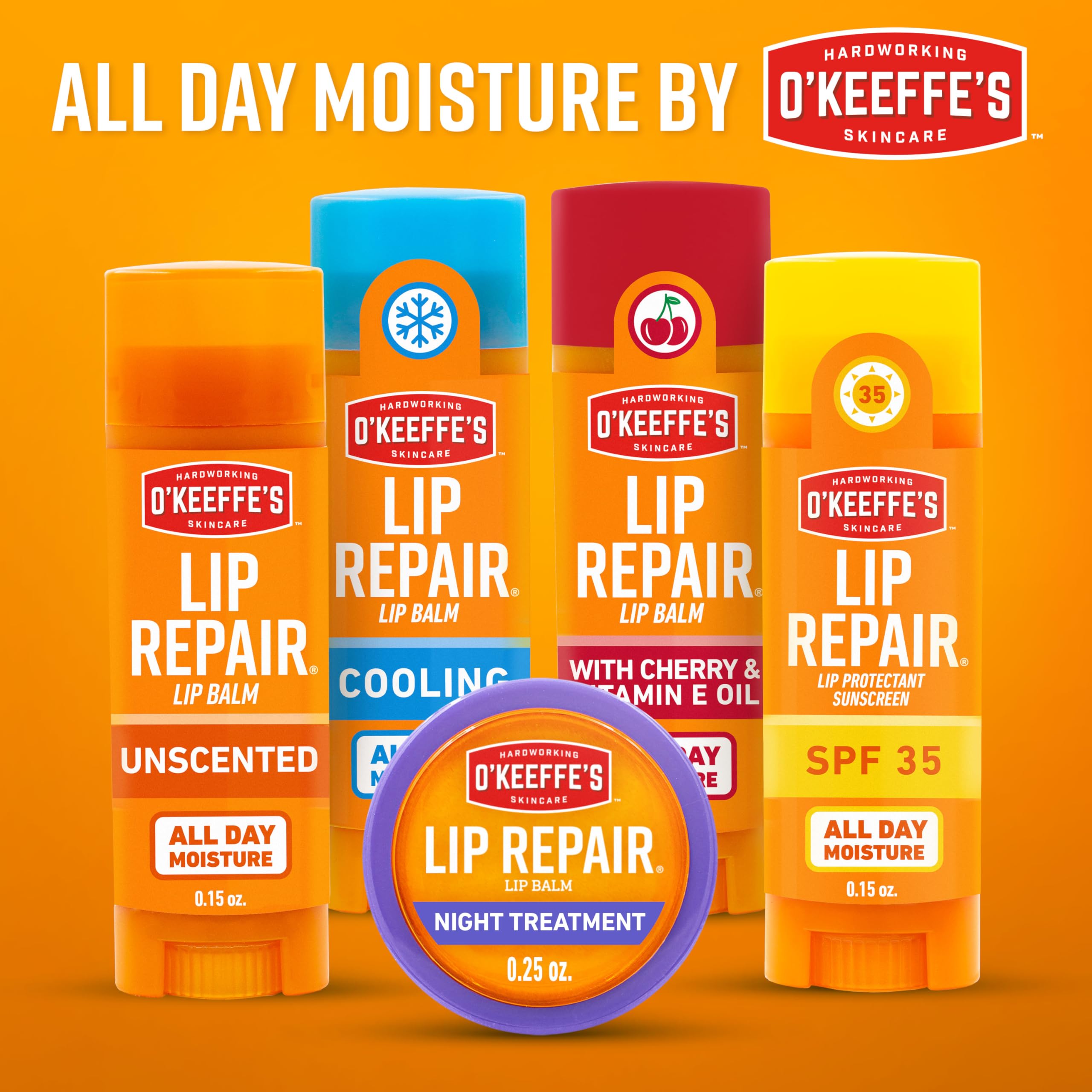 O'Keeffe's Lip Repair Unscented Lip Balm Stick – 6-Pack for Dry, Cracked Lips