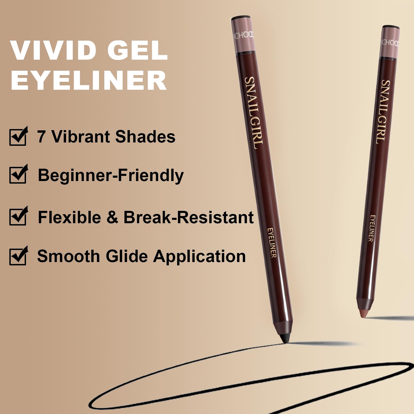 Okerker Plum&Brown 2PCS Gel Eyeliner Pencil – Waterproof, Smudge-Proof, Long-Lasting Plum Eye Liner