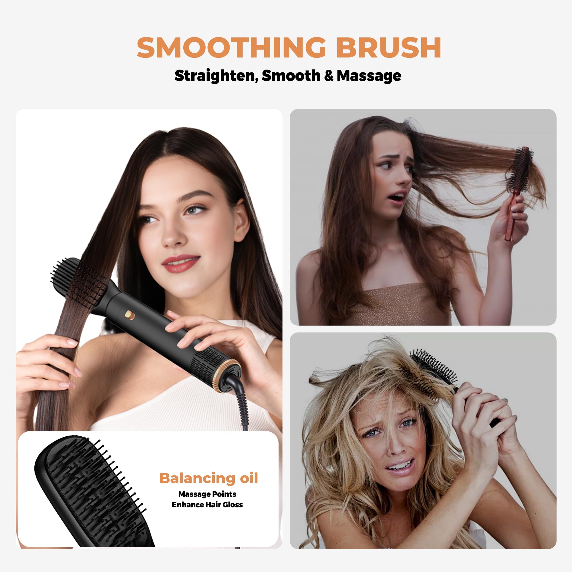 OKWRAP 5-in-1 Hair Dryer Brush Set – Negative Ionic Hot Air Styler with Auto-Wrap Curlers
