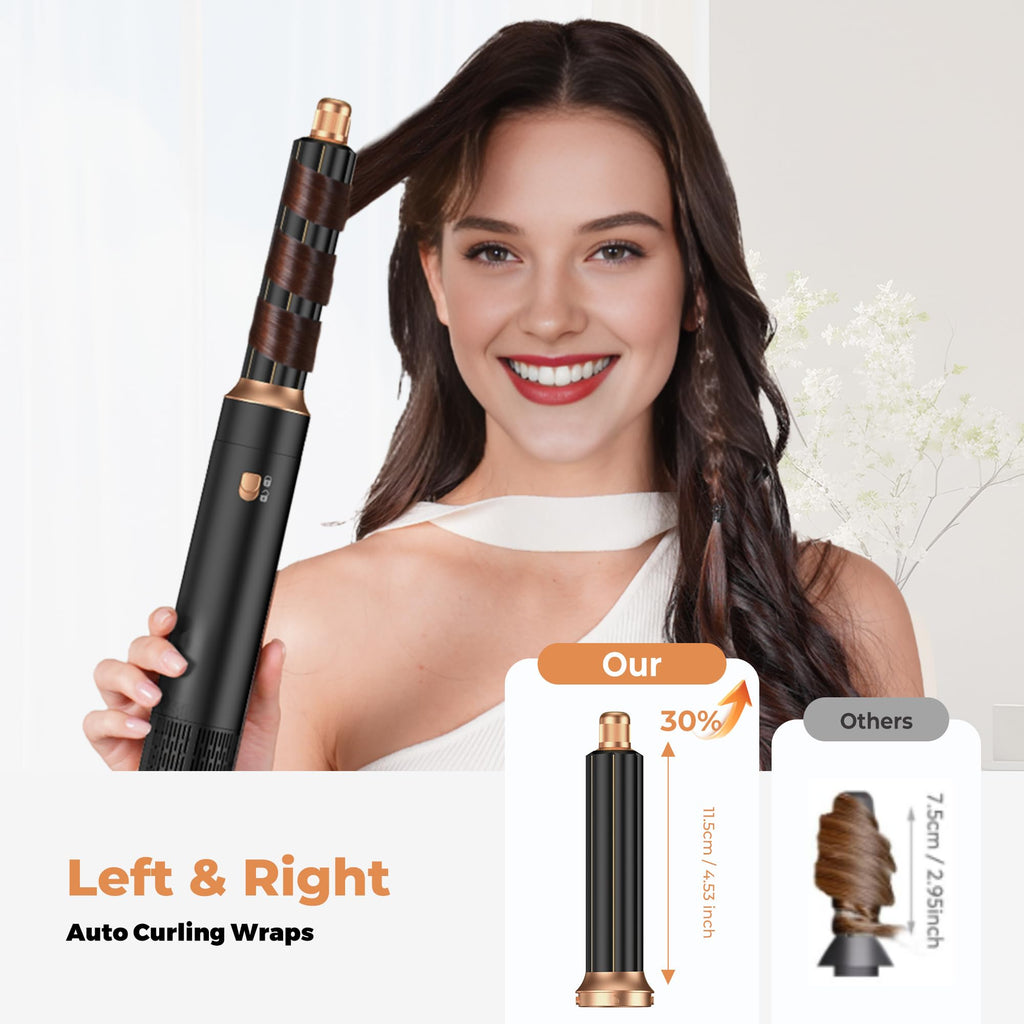 OKWRAP 5-in-1 Hair Dryer Brush Set – Negative Ionic Hot Air Styler with Auto-Wrap Curlers