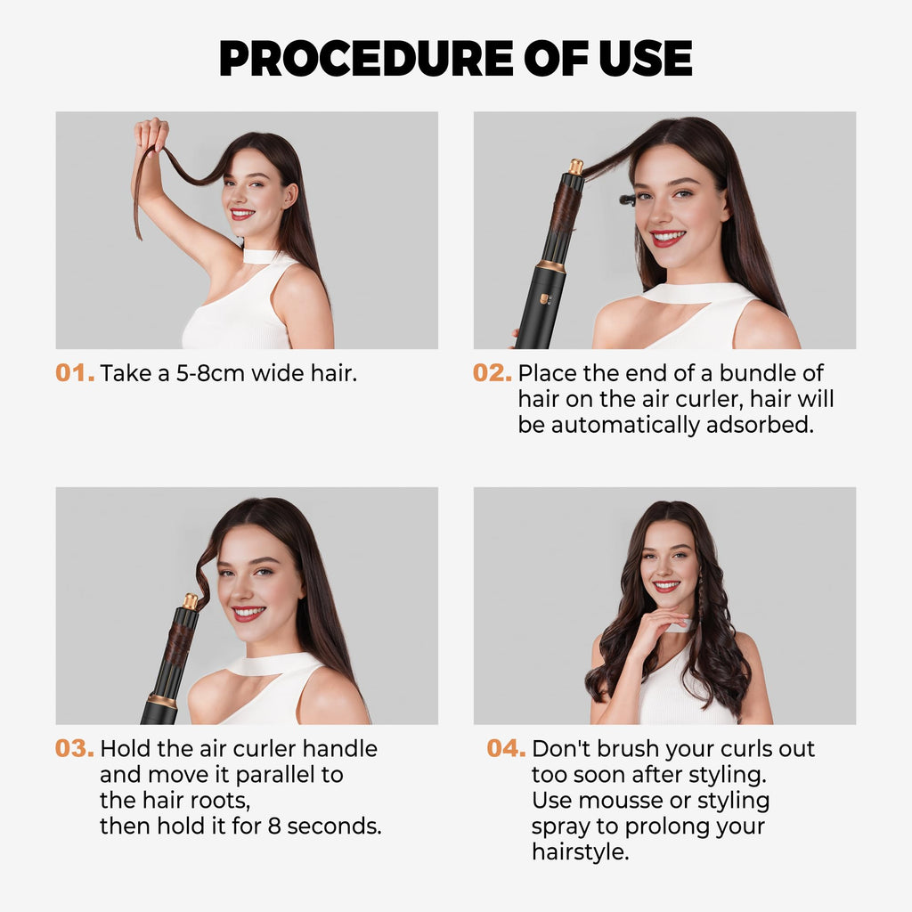 OKWRAP 5-in-1 Hair Dryer Brush Set – Negative Ionic Hot Air Styler with Auto-Wrap Curlers