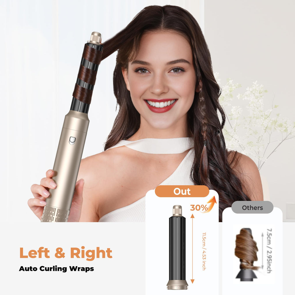 OKWRAP 5-in-1 Hair Dryer Brush Set – Negative Ionic Hot Air Styler with Auto Wrap Curlers