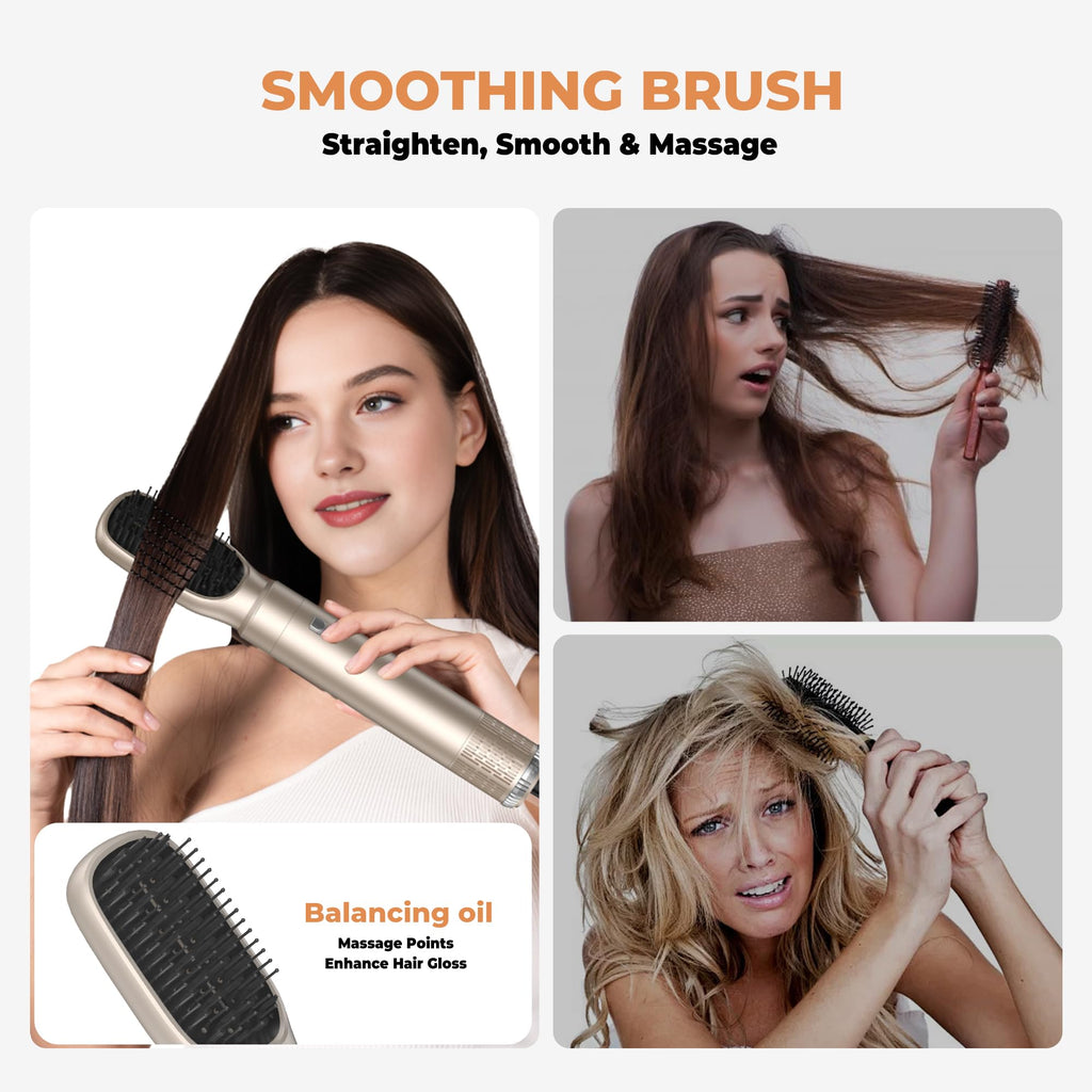 OKWRAP 5-in-1 Hair Dryer Brush Set – Negative Ionic Hot Air Styler with Auto Wrap Curlers