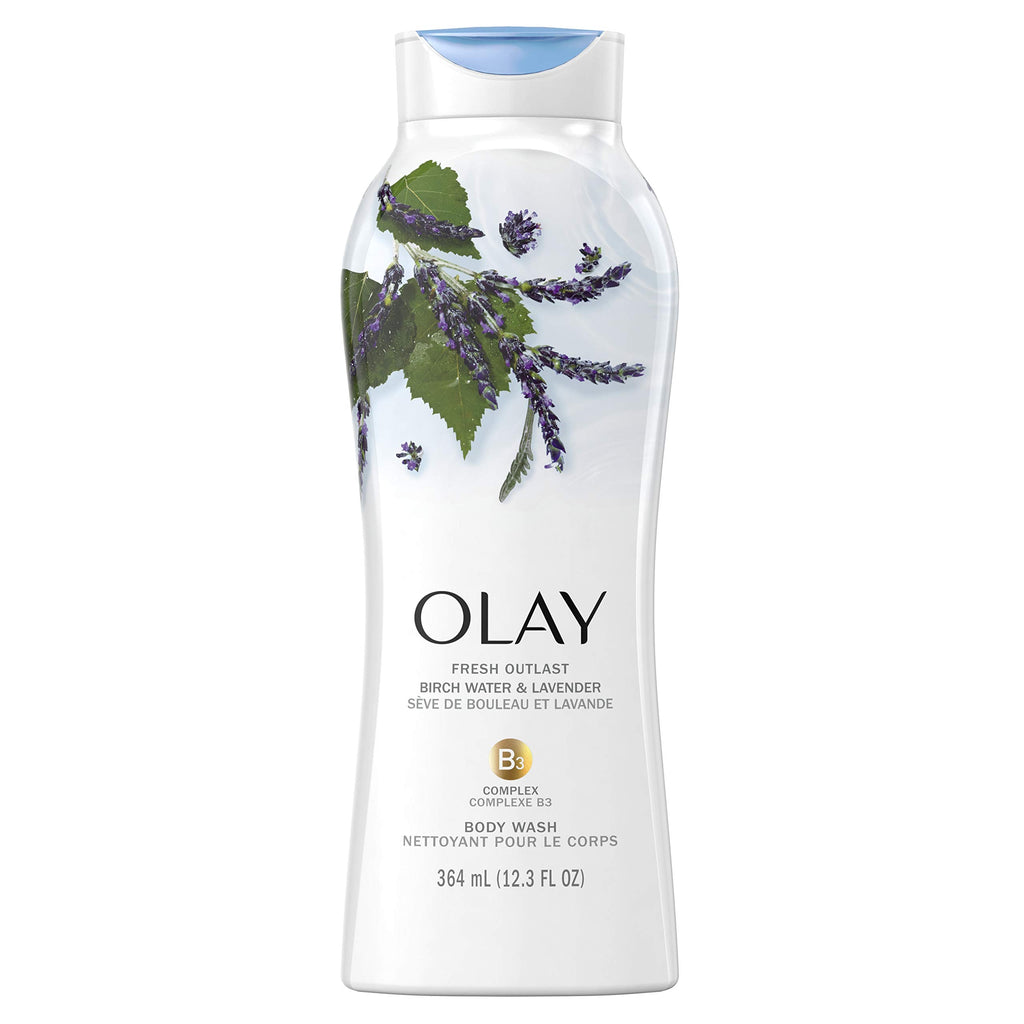 Olay Fresh Outlast Birch Water & Lavender Body Wash – Hydrating Spa-Feel, 12.3 fl oz