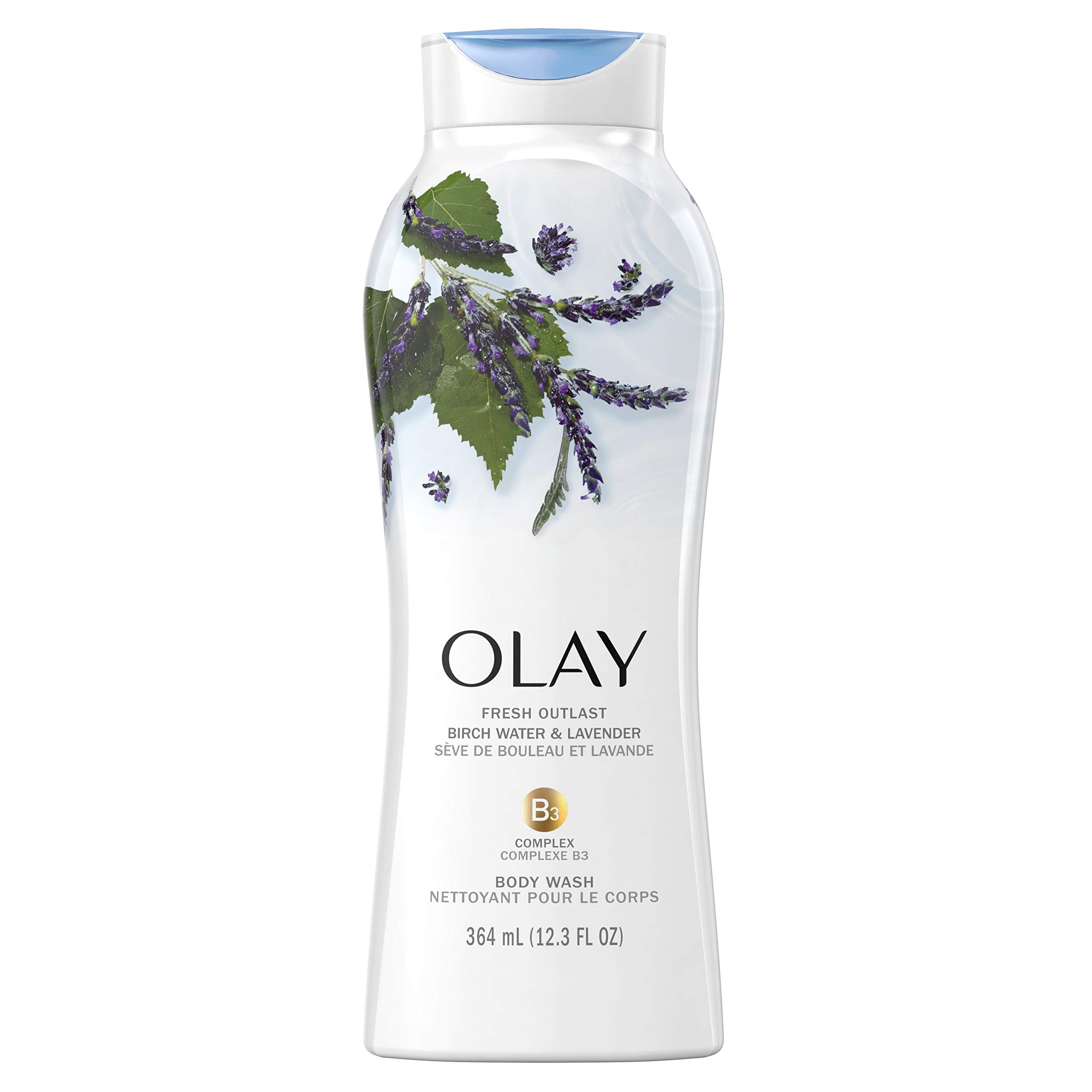 Olay Fresh Outlast Birch Water & Lavender Body Wash – Hydrating Spa-Feel, 12.3 fl oz