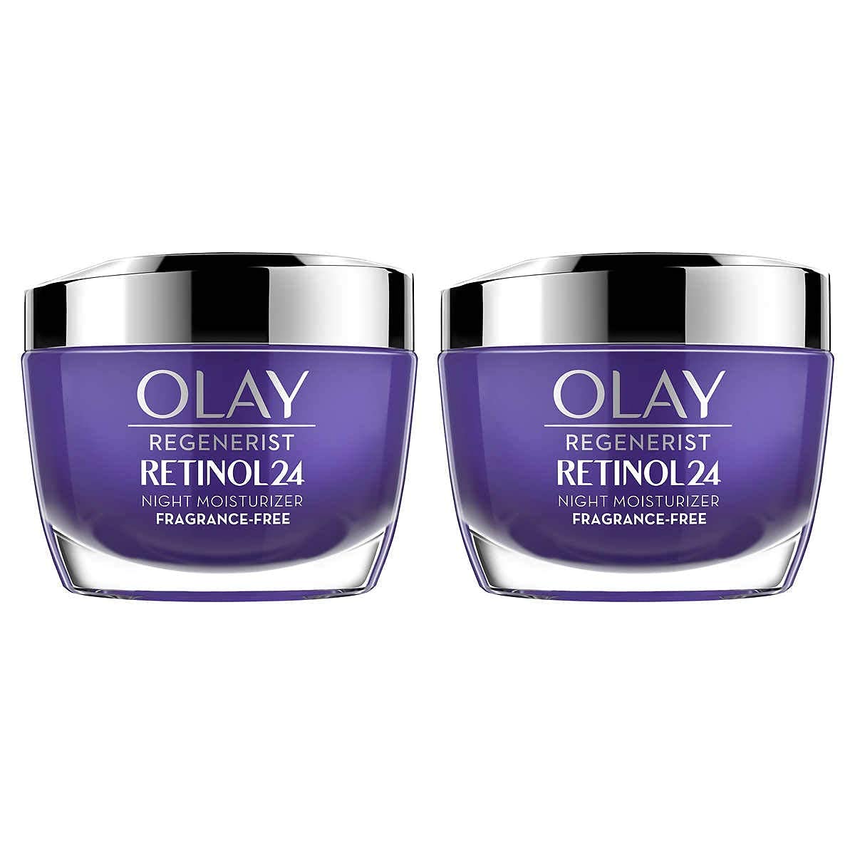 Olay Regenerist Retinol 24 Night Cream – 2 x 1.7 oz (Net Wt 3.4 oz) | Fragrance Free Hydration