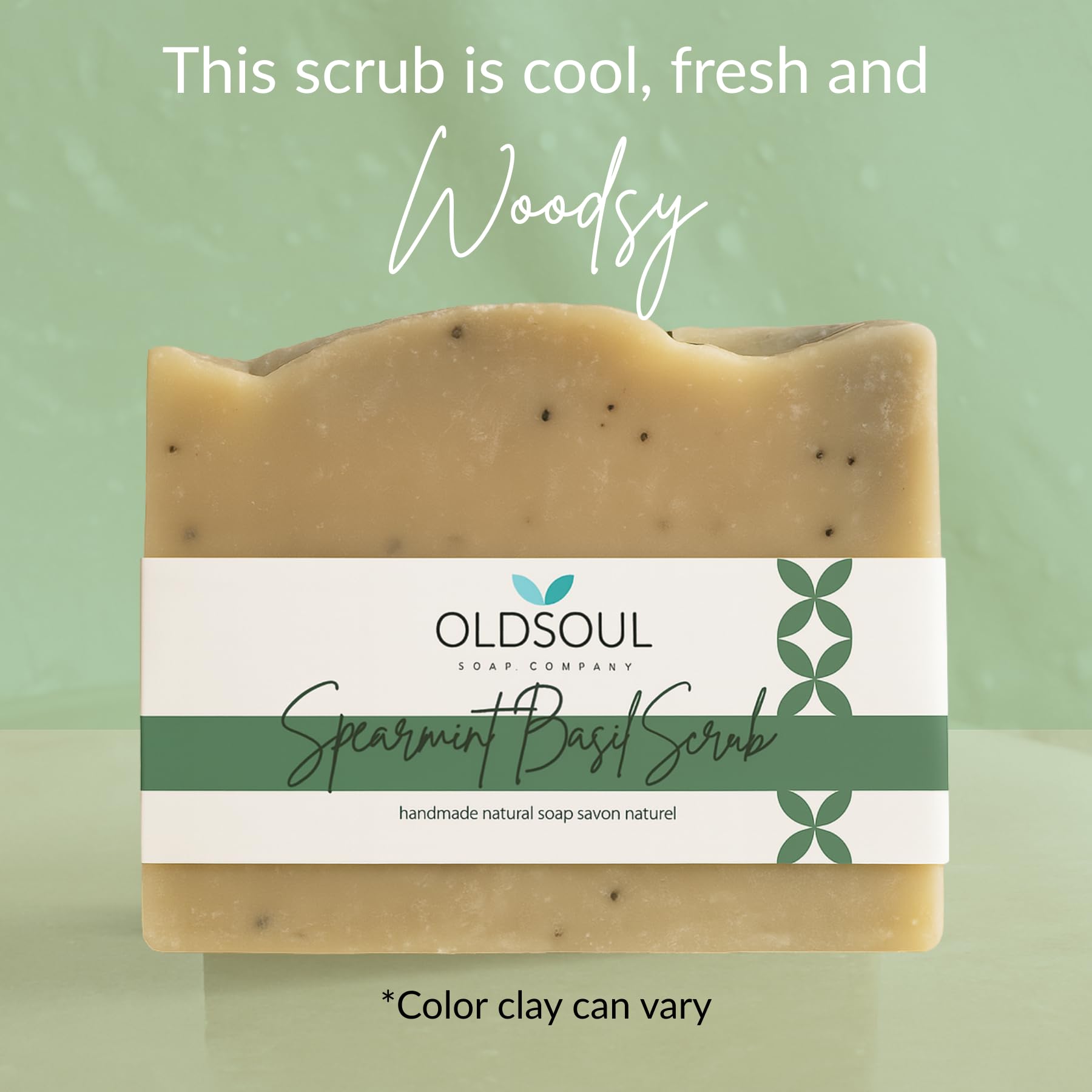 Old Soul Soap Company Spearmint Basil Scrub Soap Collection – Vegan Exfoliating Bars, 5.8 oz (Pack of 4)