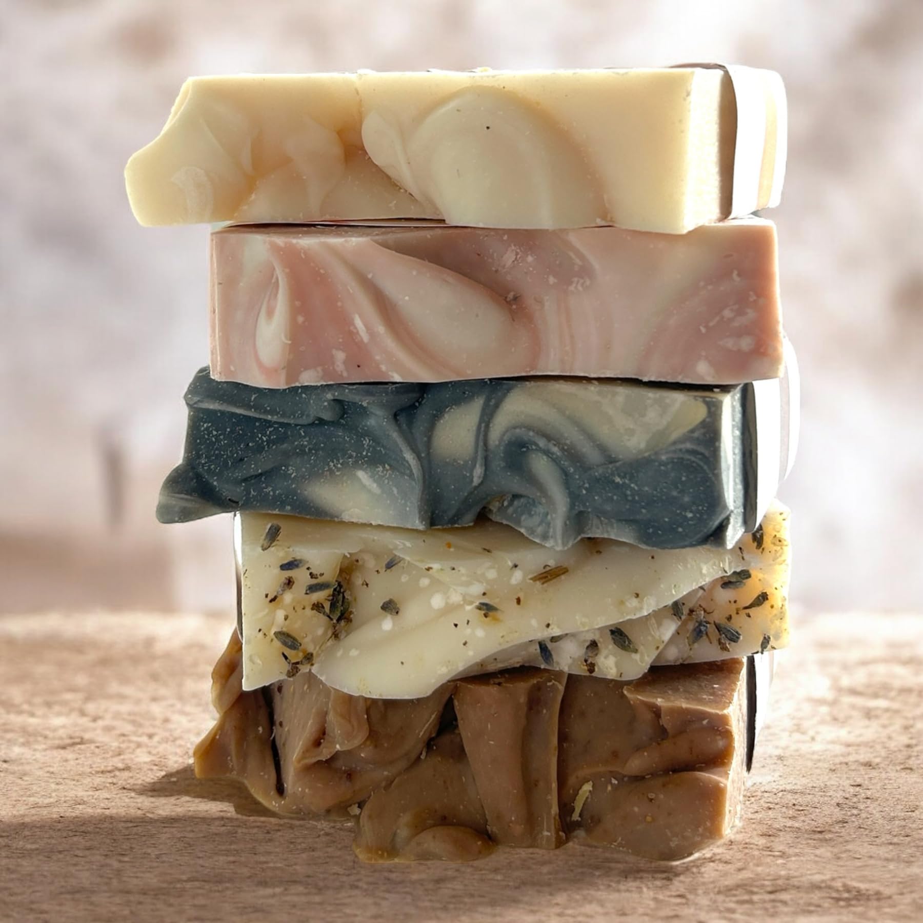 Old Soul Soap Company Spearmint Basil Scrub Soap Collection – Vegan Exfoliating Bars, 5.8 oz (Pack of 4)