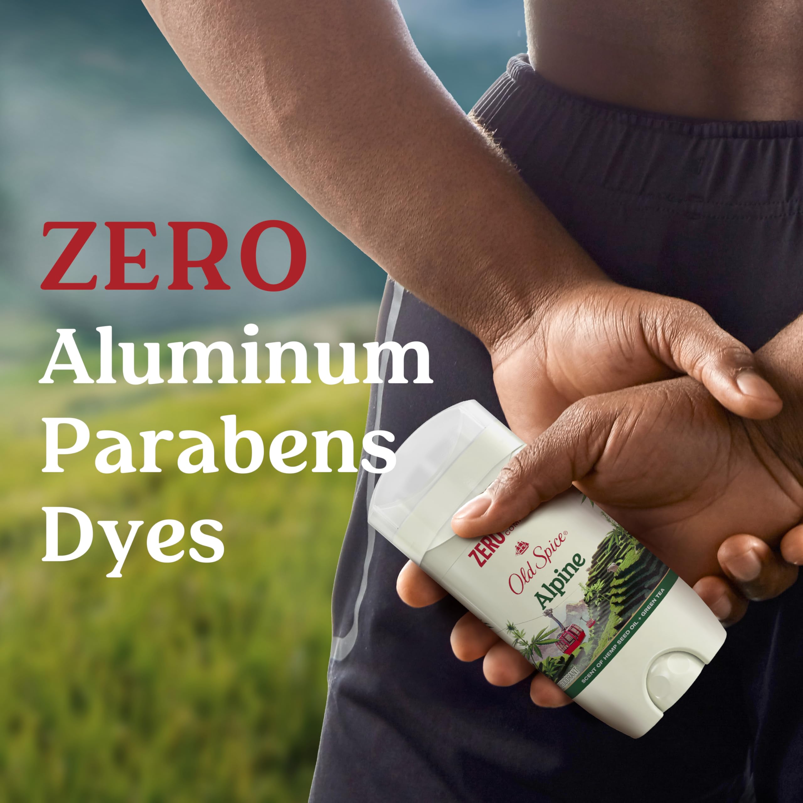 Old Spice Aluminum Free Deodorant for Men – Alpine with Hemp Seed Oil + Green Tea, Pack of 3, 3.0 oz