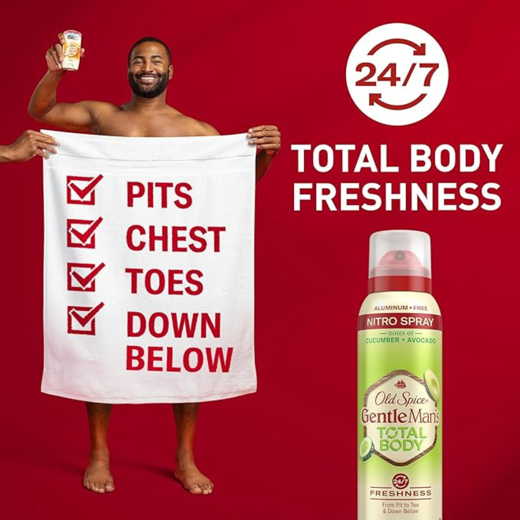 Old Spice Whole Body Deodorant Spray for Men – Aluminum Free, Cucumber + Avocado, 3 x 3.5 oz