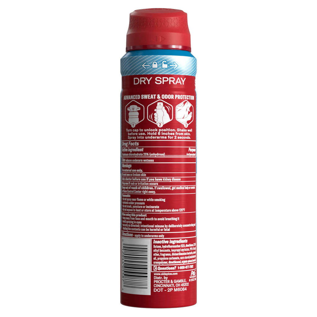Old Spice Aqua Reef Dry Spray Antiperspirant & Deodorant — Invisible Finish, 24/7 Odor Protection (Pack of 3, 4.3 oz)
