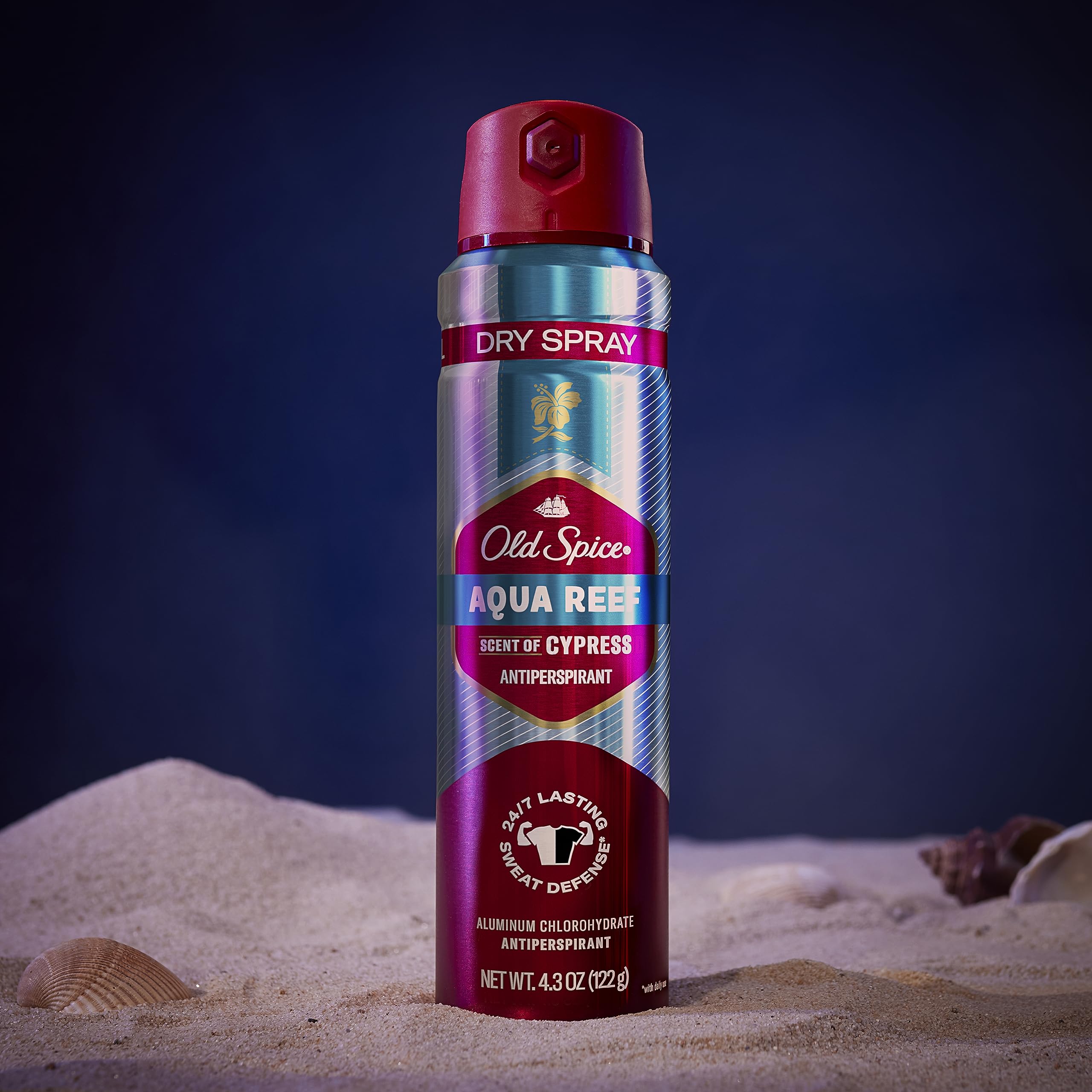 Old Spice Aqua Reef Dry Spray Antiperspirant & Deodorant — Invisible Finish, 24/7 Odor Protection (Pack of 3, 4.3 oz)