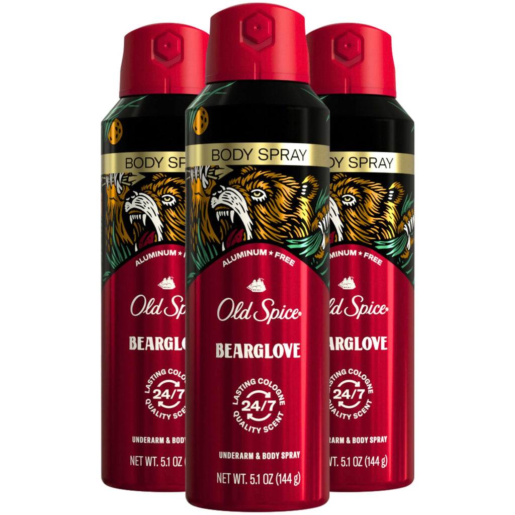 Old Spice Bearglove Body Spray for Men – 5.1 Oz (3-Pack)