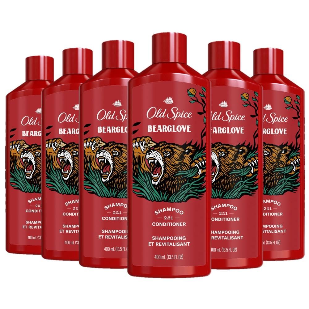 Old Spice Bearglove 2-in-1 Shampoo & Conditioner for Men — Fuller Hair, 13.5 fl oz (Pack of 6)