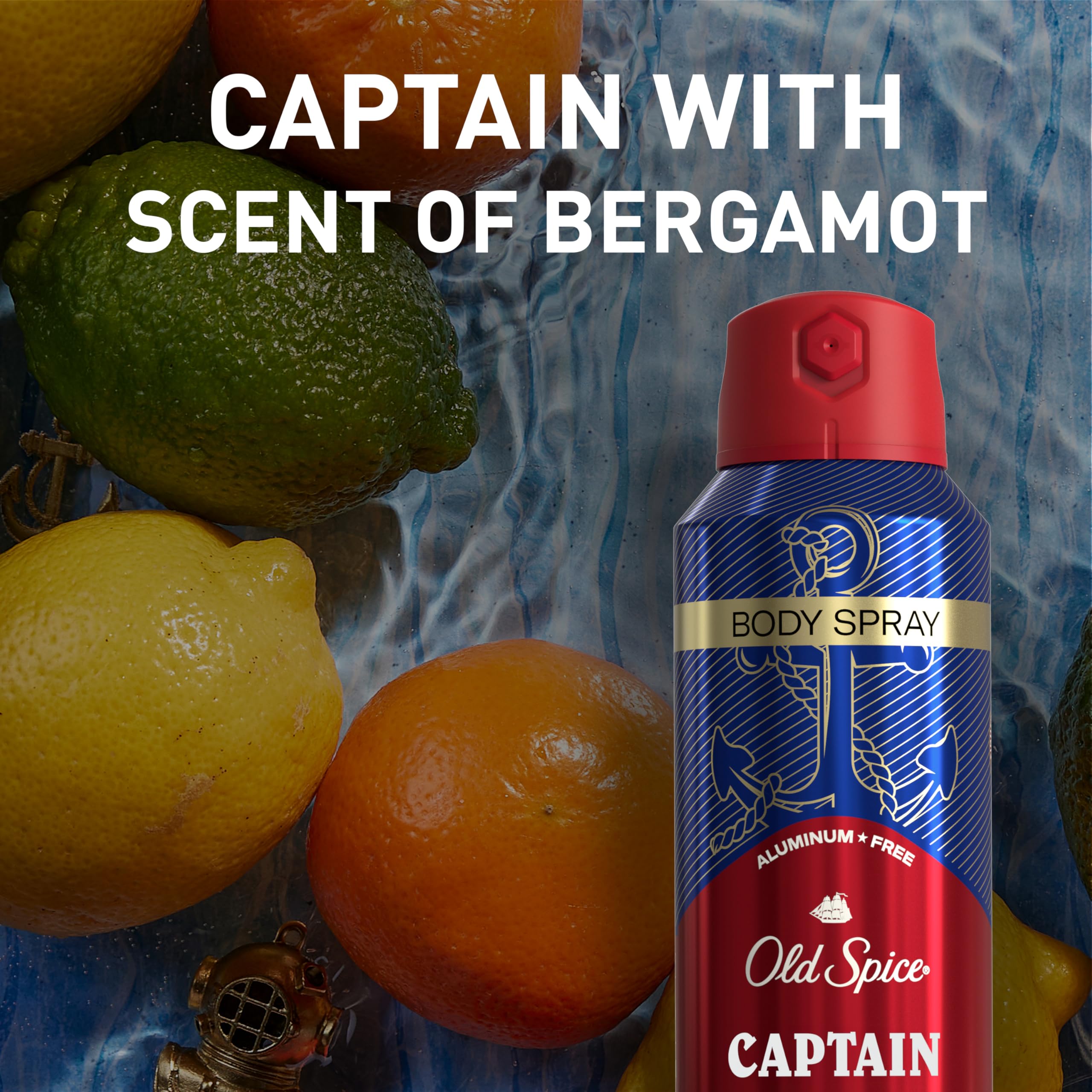 Old Spice Captain Aluminum Free Body Spray for Men – 24/7 Odor Protection, 48-Hour Freshness, 5.1 oz (Pack of 3)