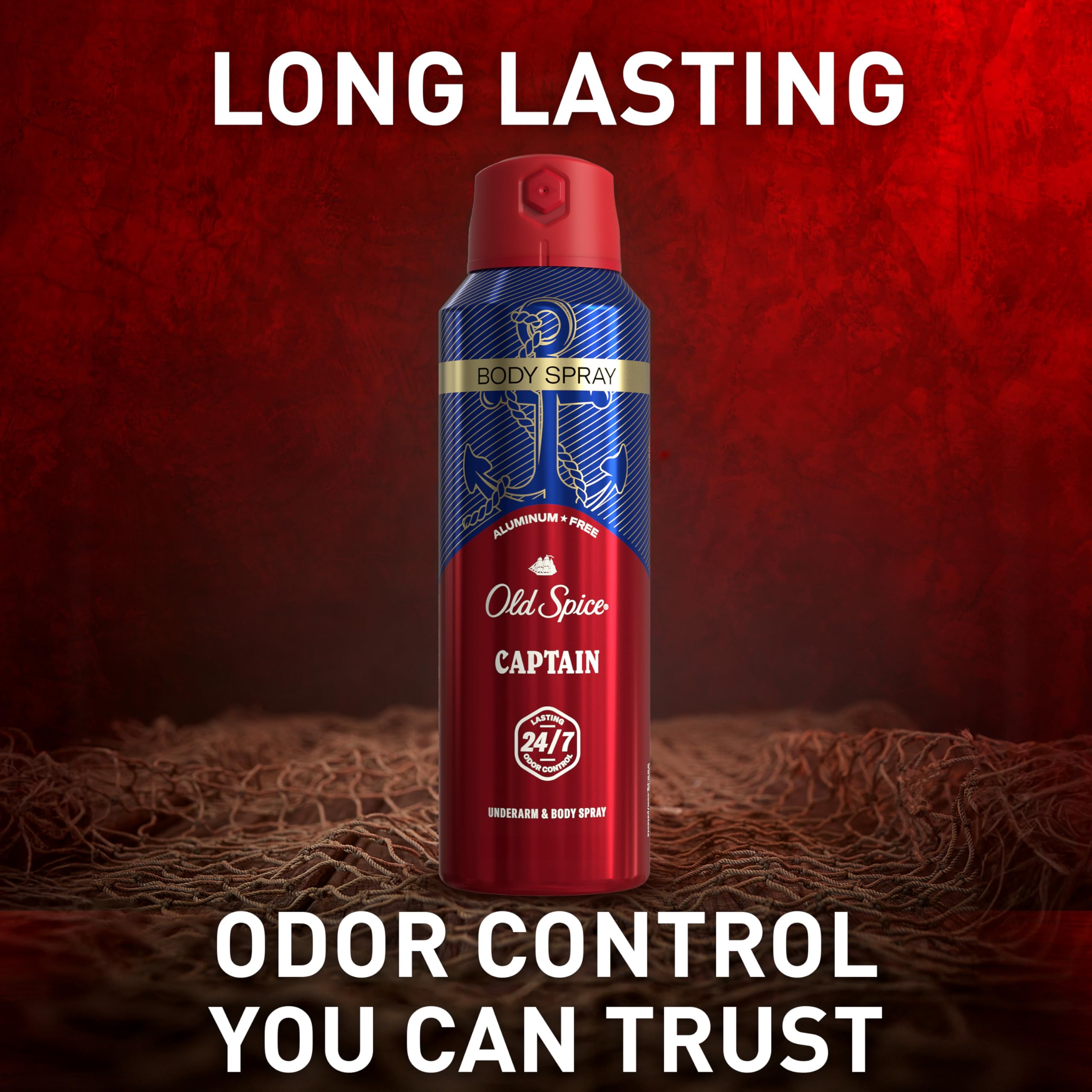 Old Spice Captain Aluminum Free Body Spray for Men – 24/7 Odor Protection, 48-Hour Freshness, 5.1 oz (Pack of 3)