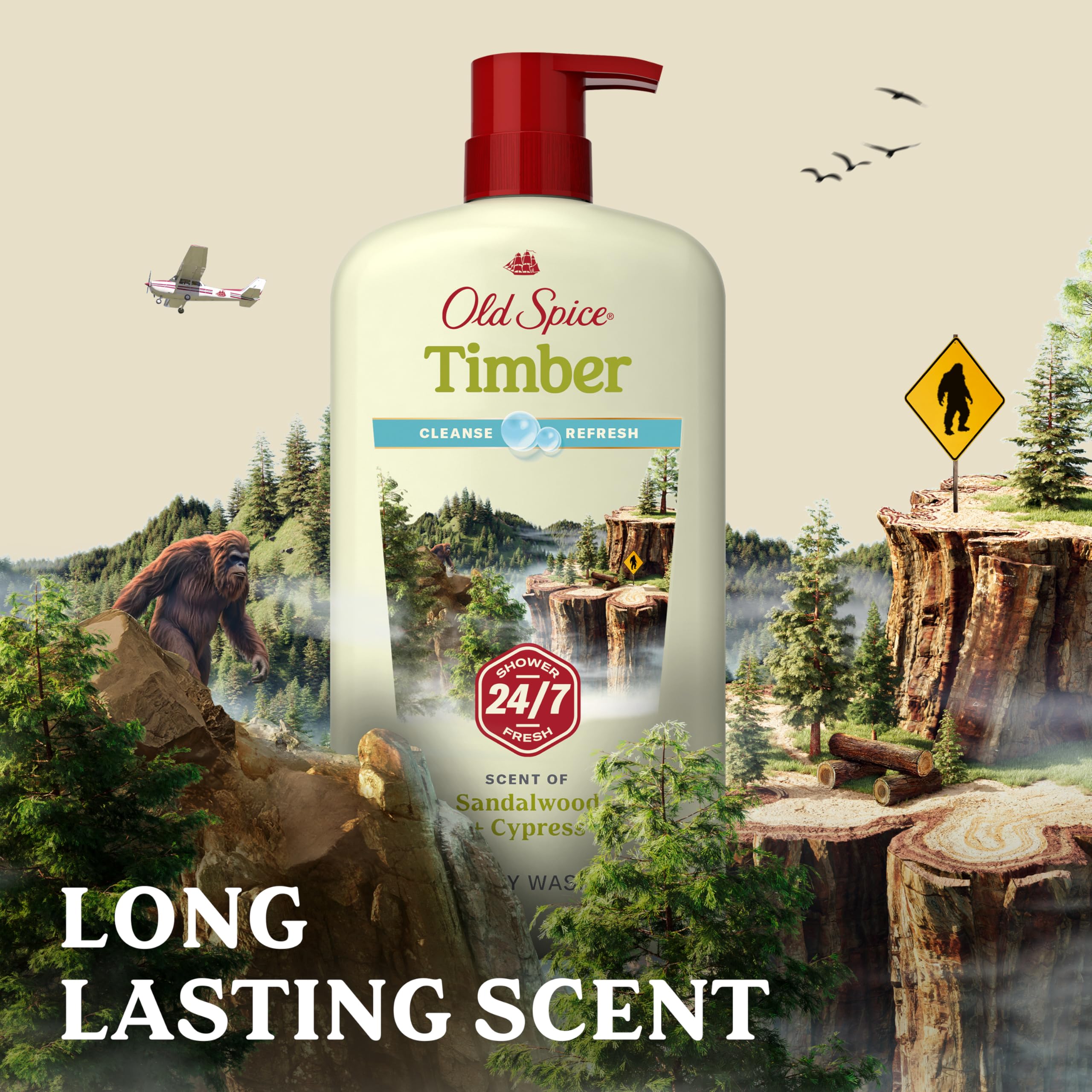Old Spice Cleansing Body Wash for Men – 24/7 Shower Fresh, Timber-Sandalwood + Cypress, 30 oz (Pack of 4)