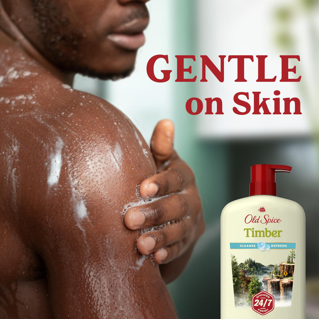 Old Spice Cleansing Body Wash for Men – 24/7 Shower Fresh, Timber-Sandalwood + Cypress, 30 oz (Pack of 4)