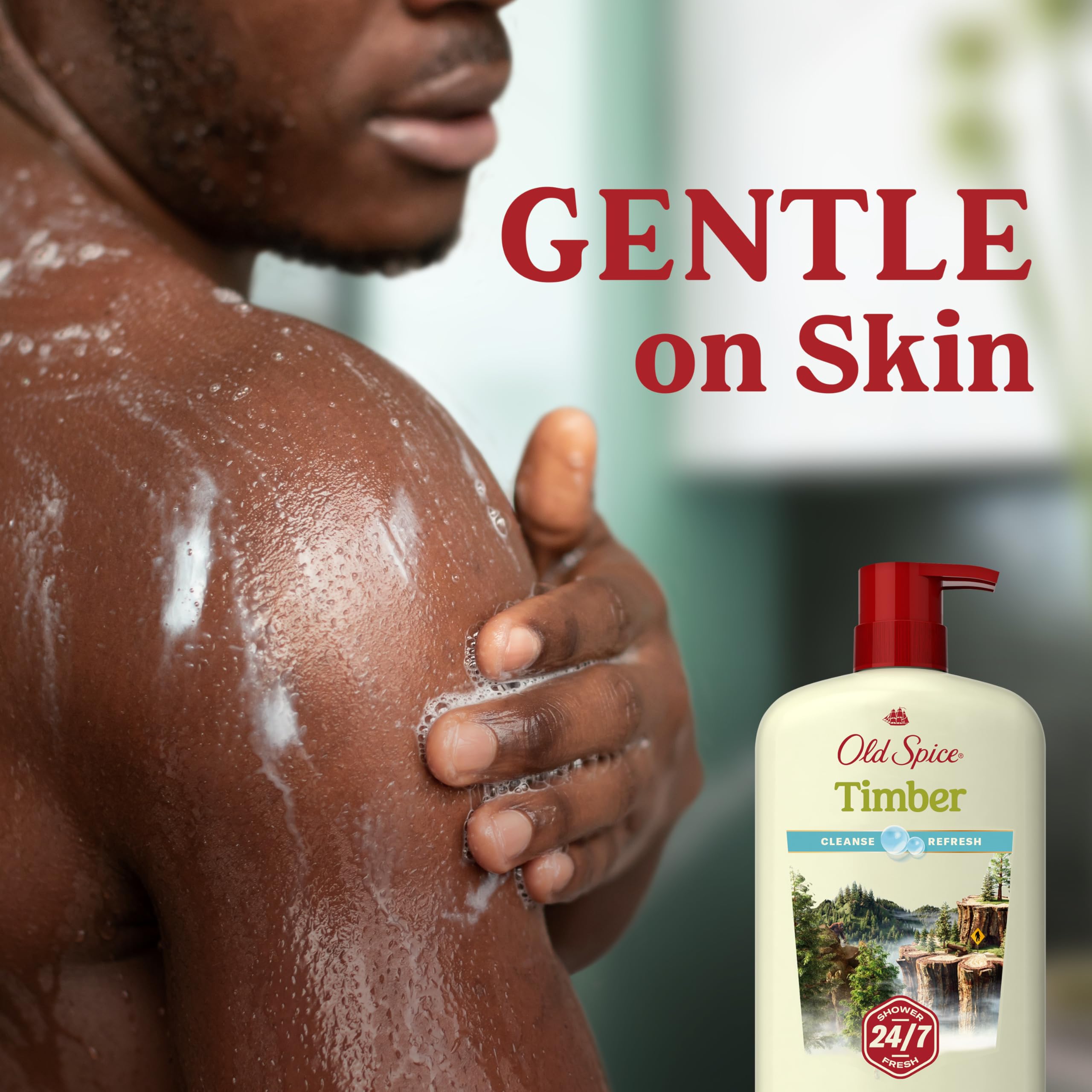 Old Spice Cleansing Body Wash for Men – 24/7 Shower Fresh, Timber-Sandalwood + Cypress, 30 oz (Pack of 4)