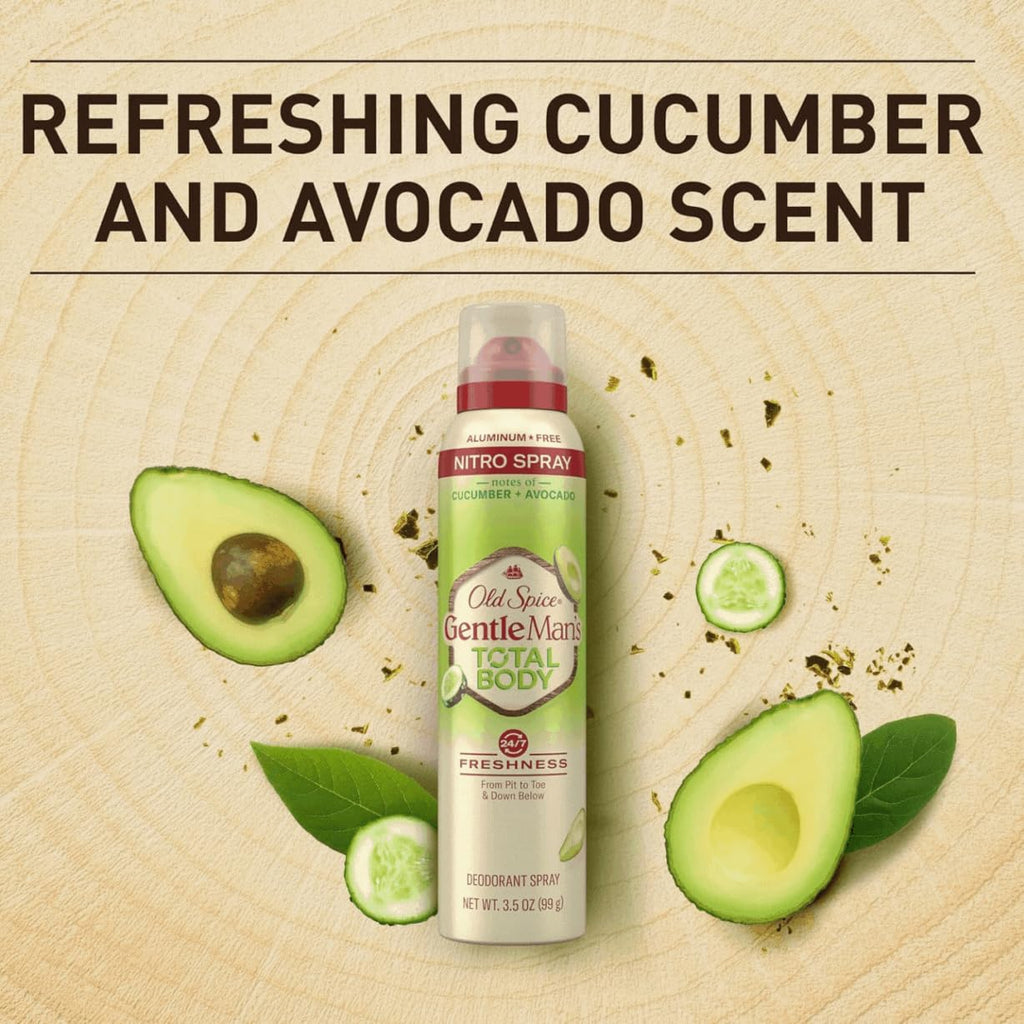 Old Spice Whole Body Deodorant Spray for Men – Aluminum Free, Cucumber + Avocado, 3 x 3.5 oz