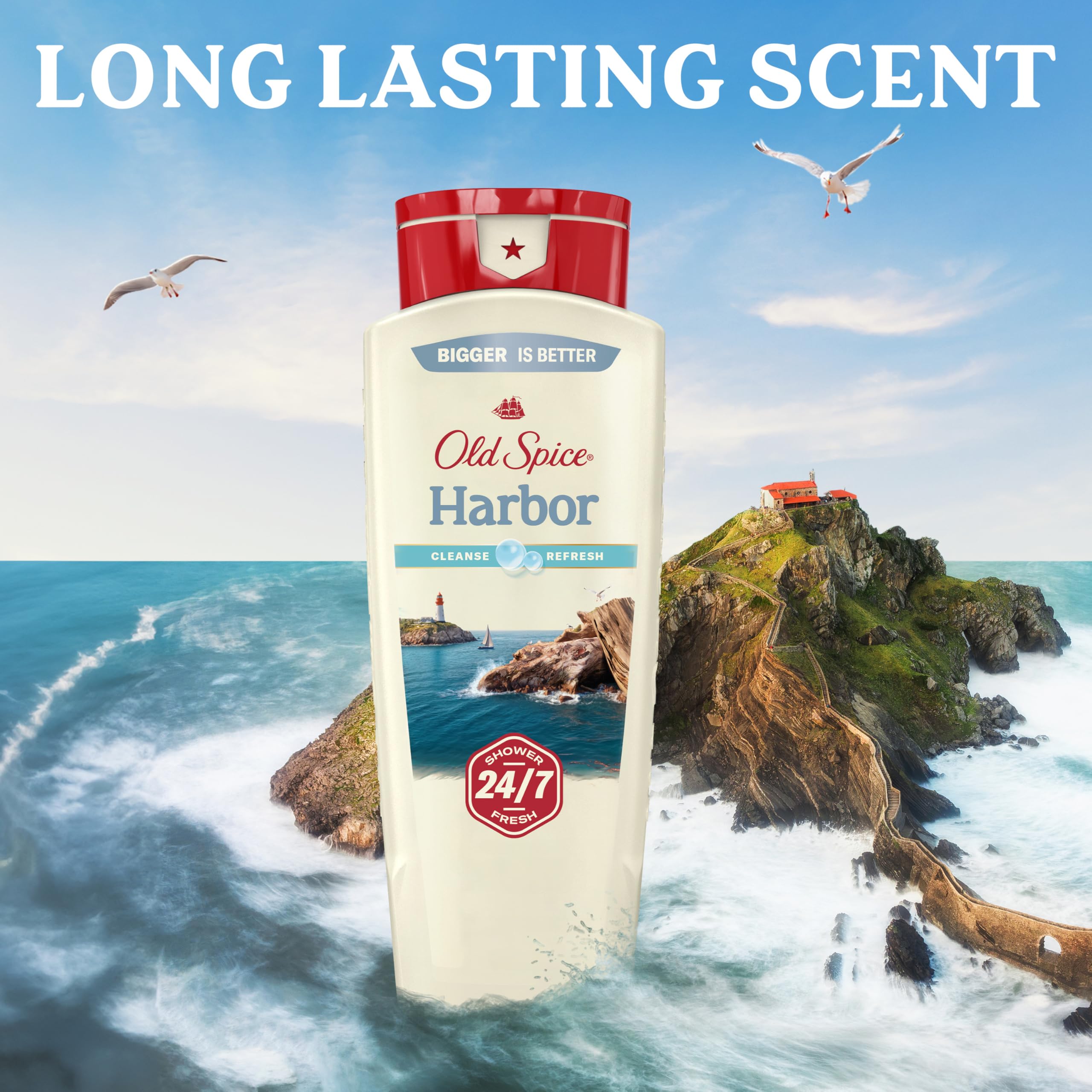 Old Spice Cleansing Body Wash for Men – Harbor with Coastal Breeze & Driftwood, 18 oz (Pack of 4)