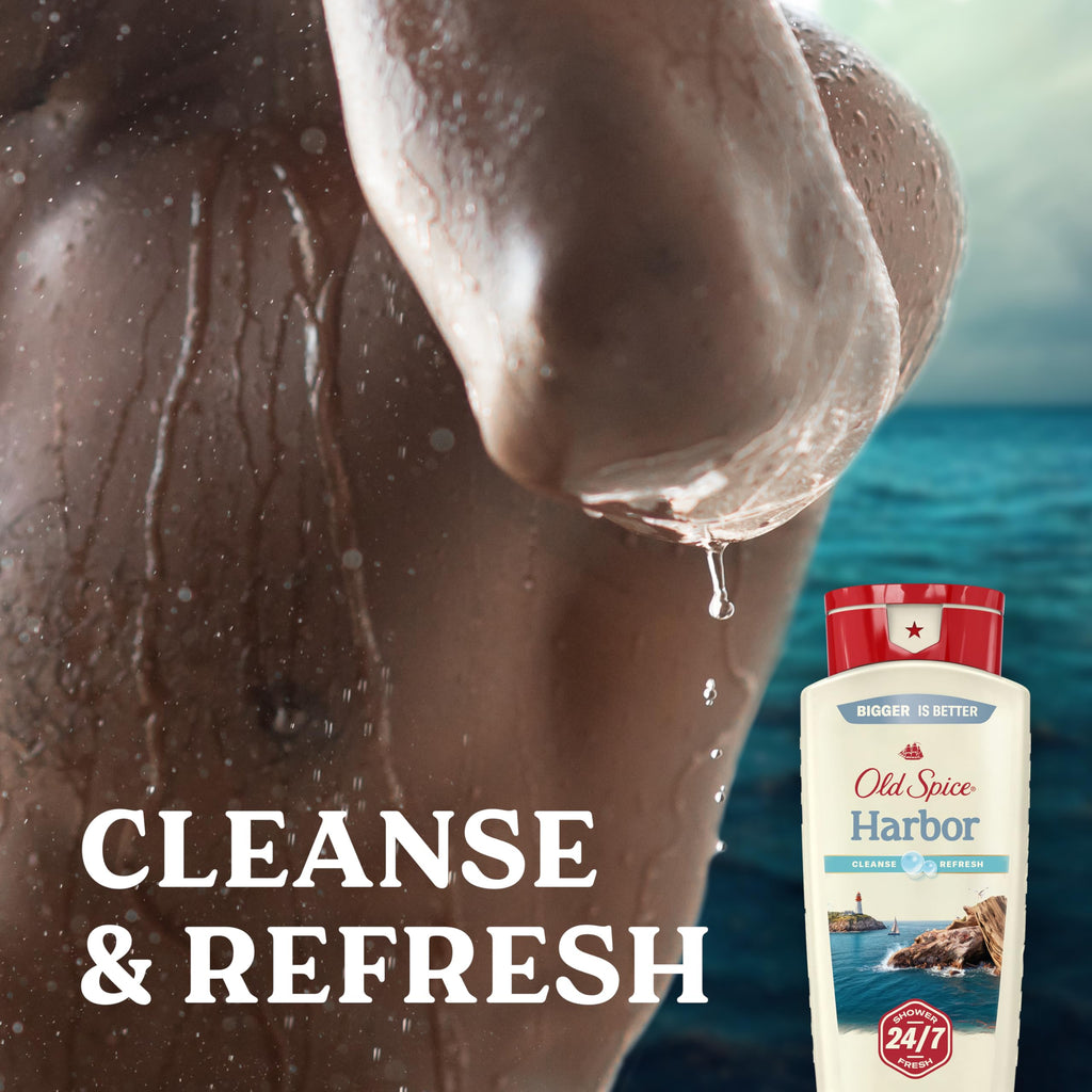 Old Spice Cleansing Body Wash for Men – Harbor with Coastal Breeze & Driftwood, 18 oz (Pack of 4)