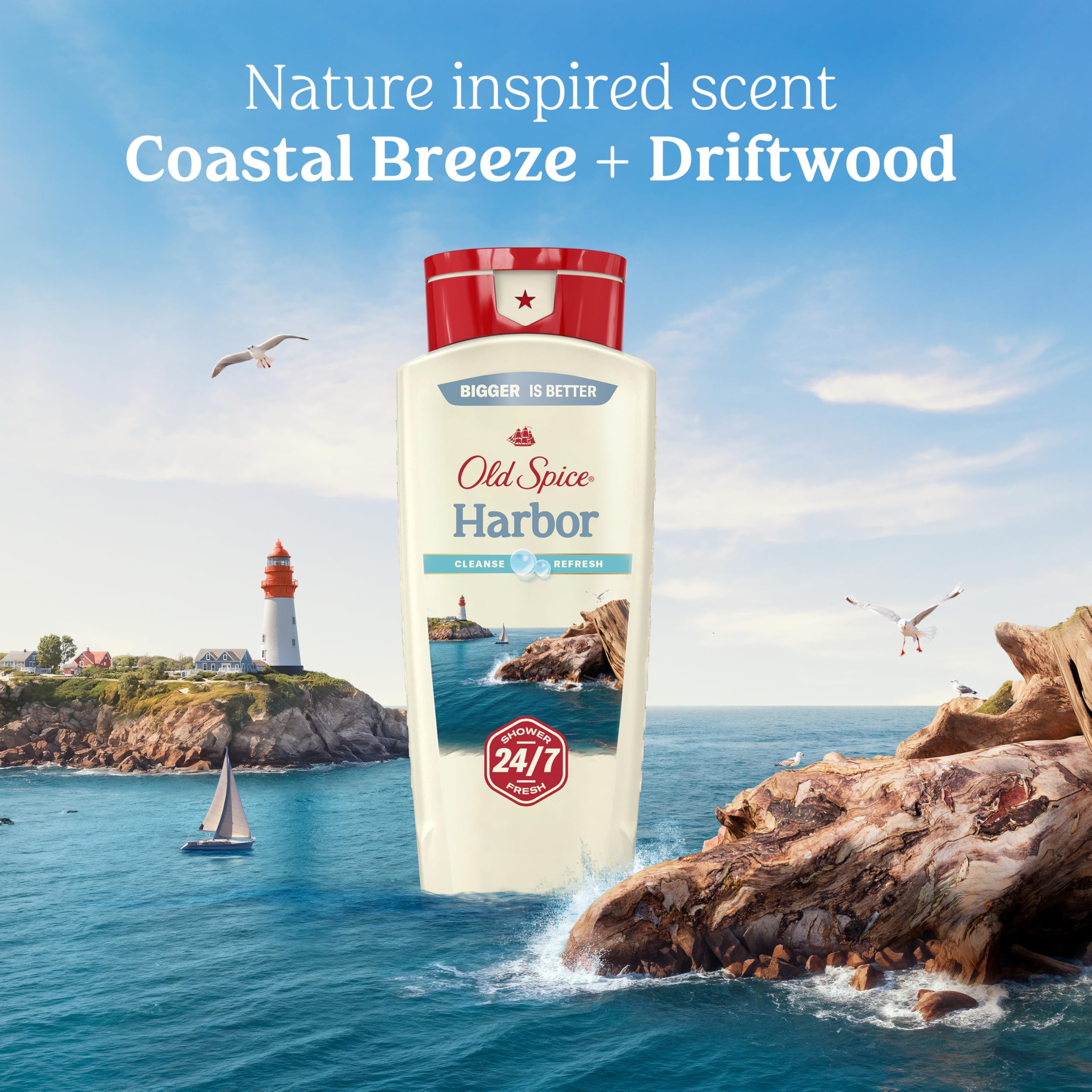 Old Spice Cleansing Body Wash for Men – Harbor with Coastal Breeze & Driftwood, 18 oz (Pack of 4)