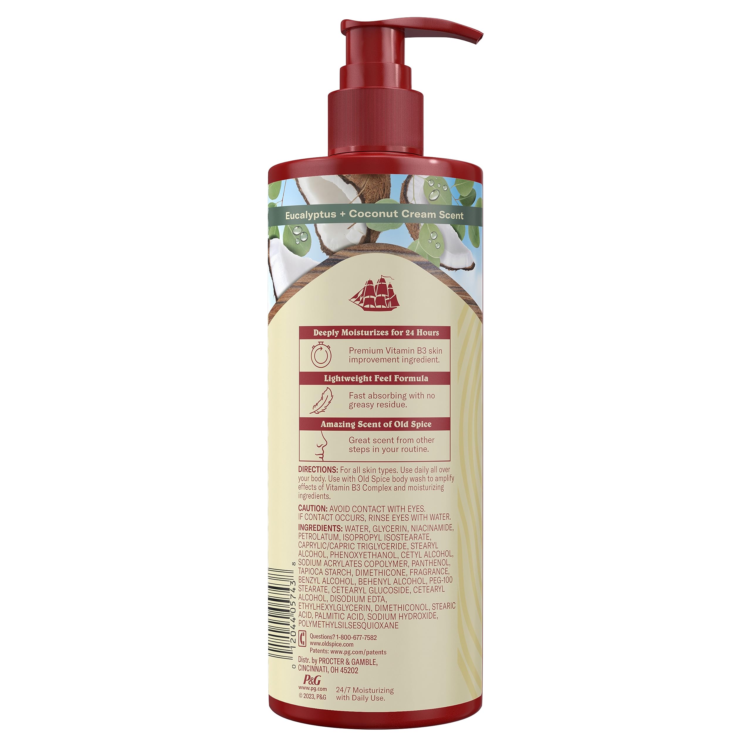 Old Spice Hand & Body Lotion for Men - Gentleman's Super Hydration, Vitamin B3 Complex, 24/7 Moisture, Eucalyptus & Coconut Cream (17 oz Pack of 2)