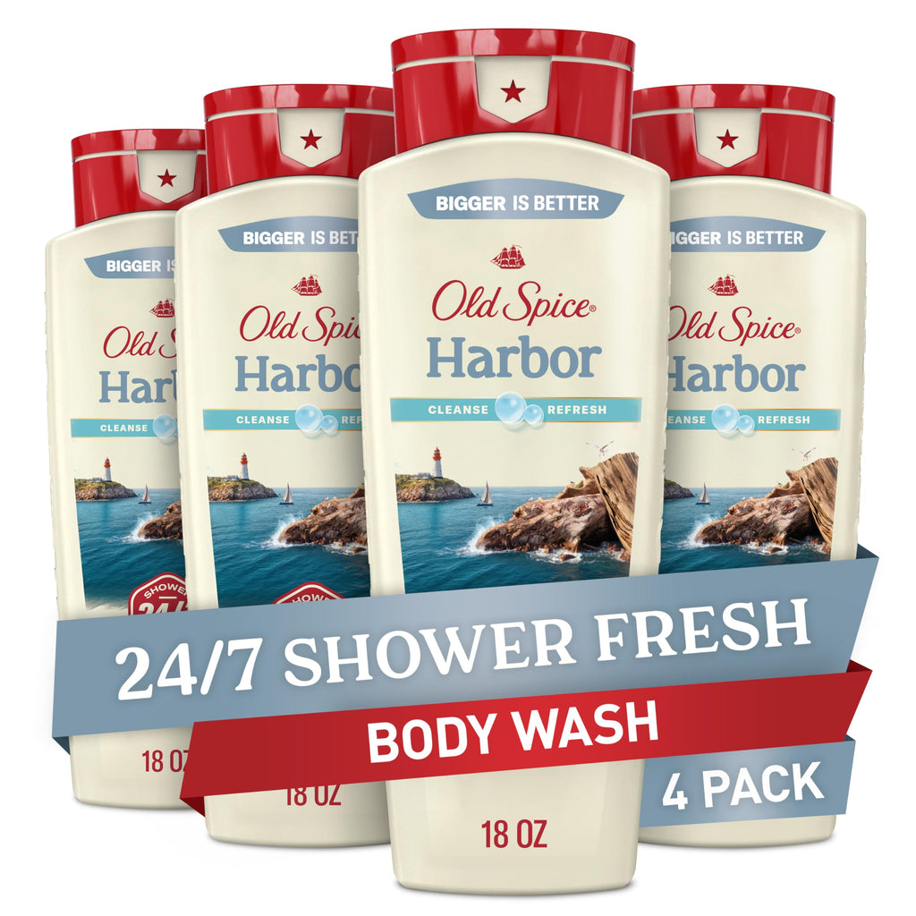 Old Spice Cleansing Body Wash for Men – Harbor with Coastal Breeze & Driftwood, 18 oz (Pack of 4)