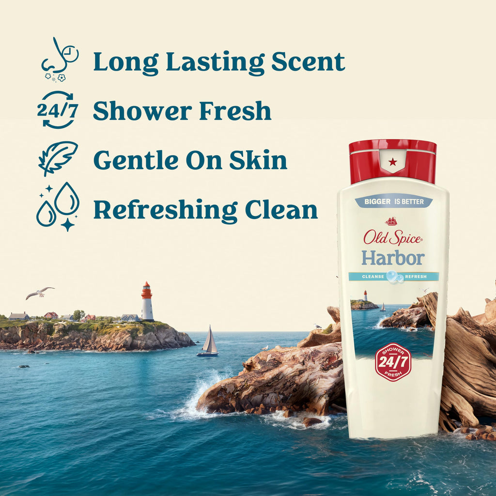 Old Spice Cleansing Body Wash for Men – Harbor with Coastal Breeze & Driftwood, 18 oz (Pack of 4)