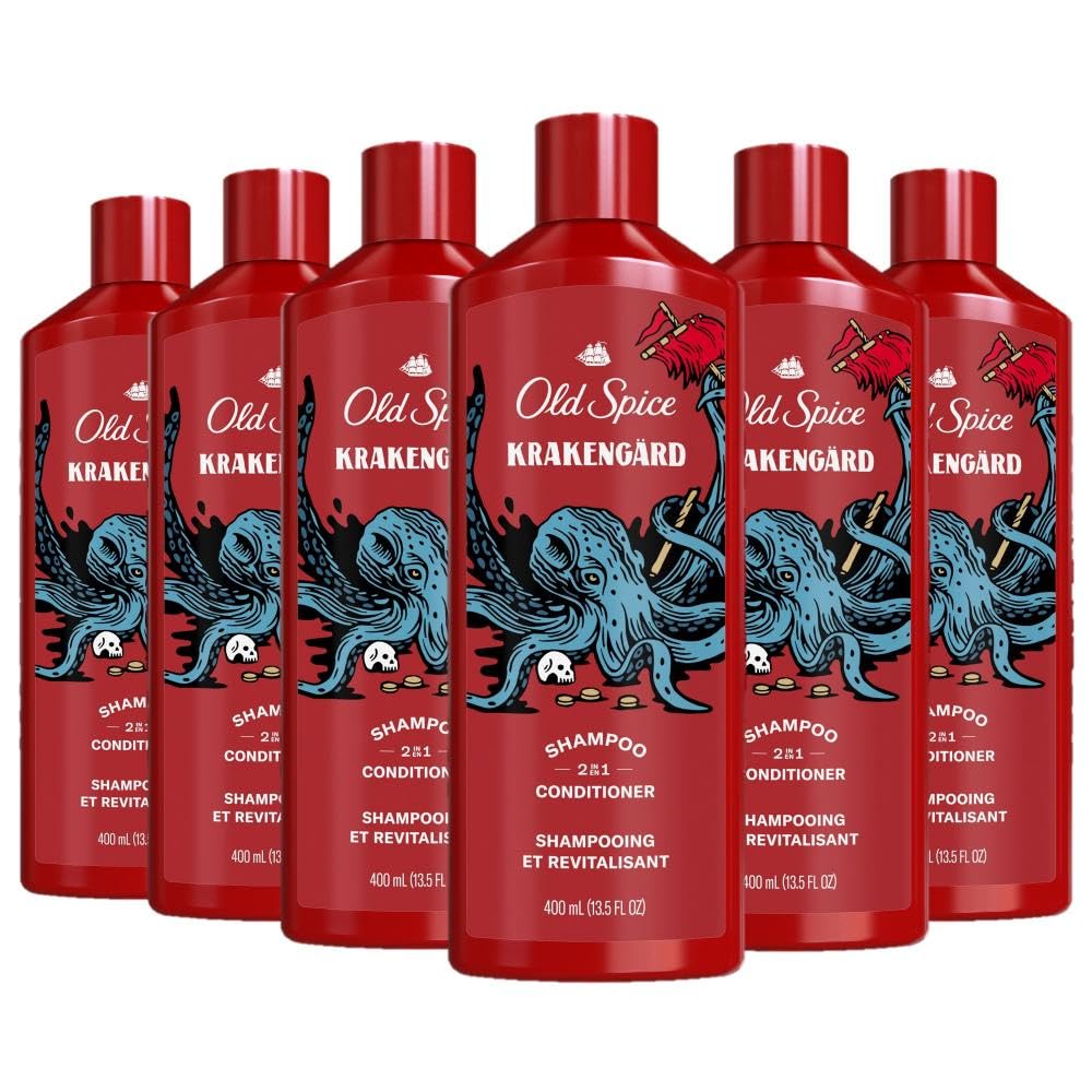 Old Spice Krakengard 2-in-1 Shampoo & Conditioner for Men — Fuller, Healthier Hair (Pack of 6, 13.5 fl oz each)