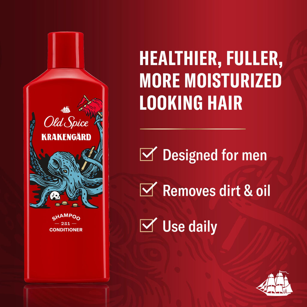 Old Spice Krakengard 2-in-1 Shampoo & Conditioner for Men — Fuller, Healthier Hair (Pack of 6, 13.5 fl oz each)