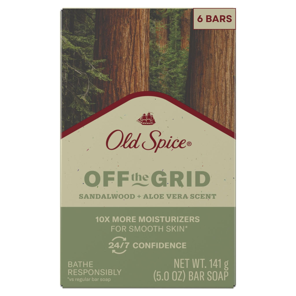Old Spice Off the Grid Bar Soap for Men – Sandalwood + Aloe, 6-Pack, 5.0 oz