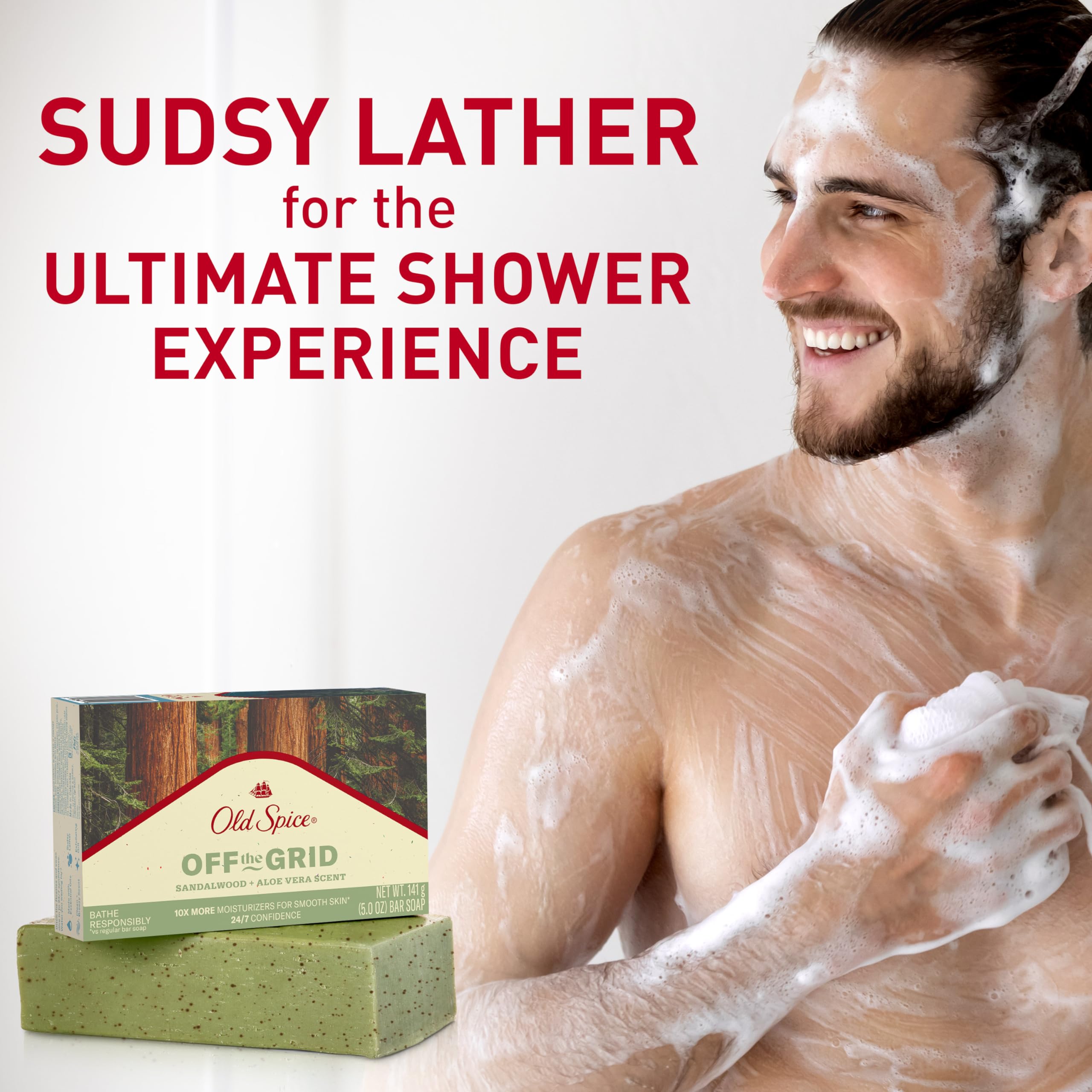 Old Spice Off the Grid Bar Soap for Men – Sandalwood + Aloe, 6-Pack, 5.0 oz