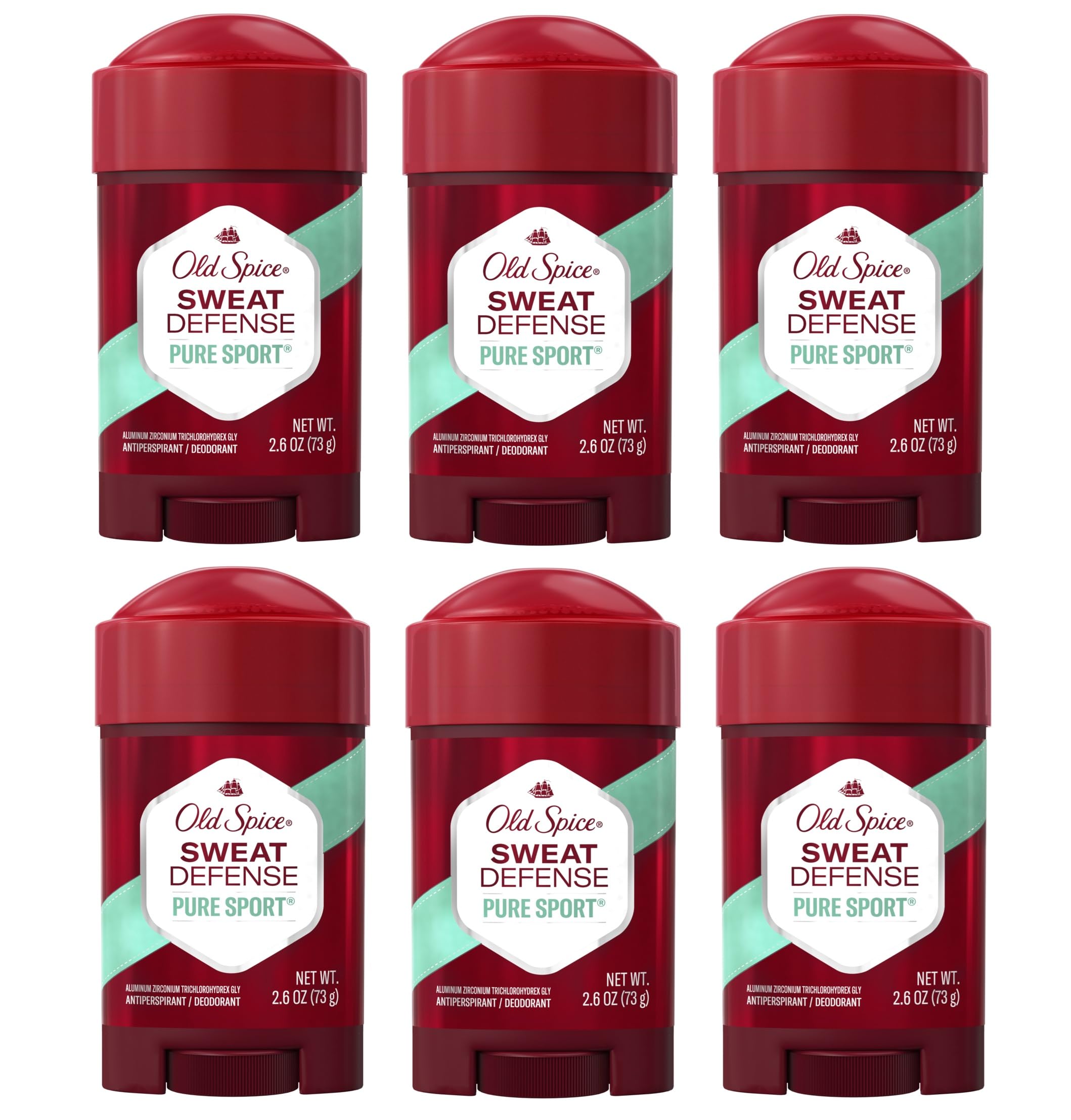 Old Spice Anti-Perspirant Pure Sport+ Soft Solid 2.6 oz — 6-Pack