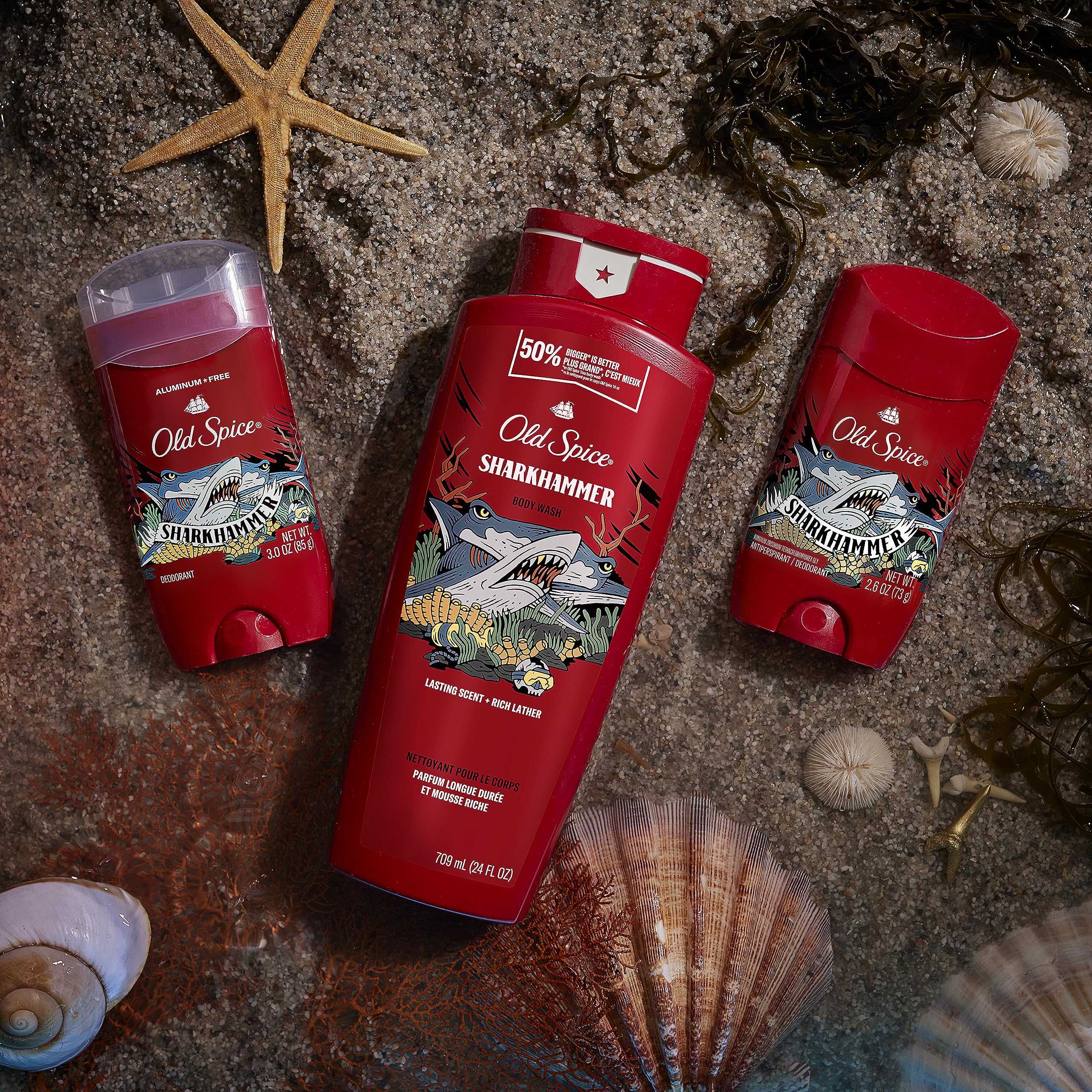 Old Spice Sharkhammer 3X Defense Body Wash for Men | 4 x 24 oz | Lasting Scent