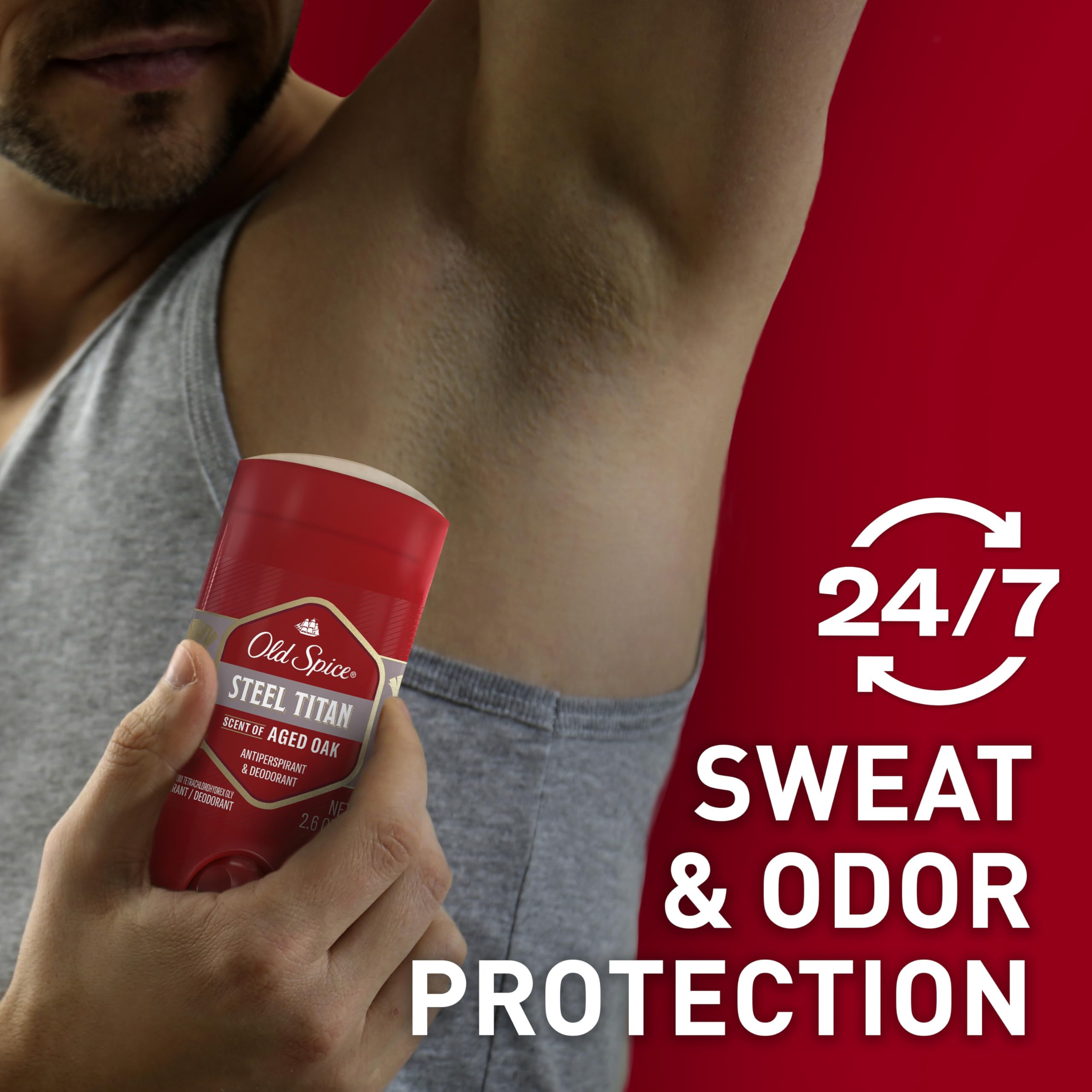 Old Spice Steel Titan Invisible Solid Deodorant for Men – Aged Oak, 24/7 Protection (2.6 oz, Pack of 6)