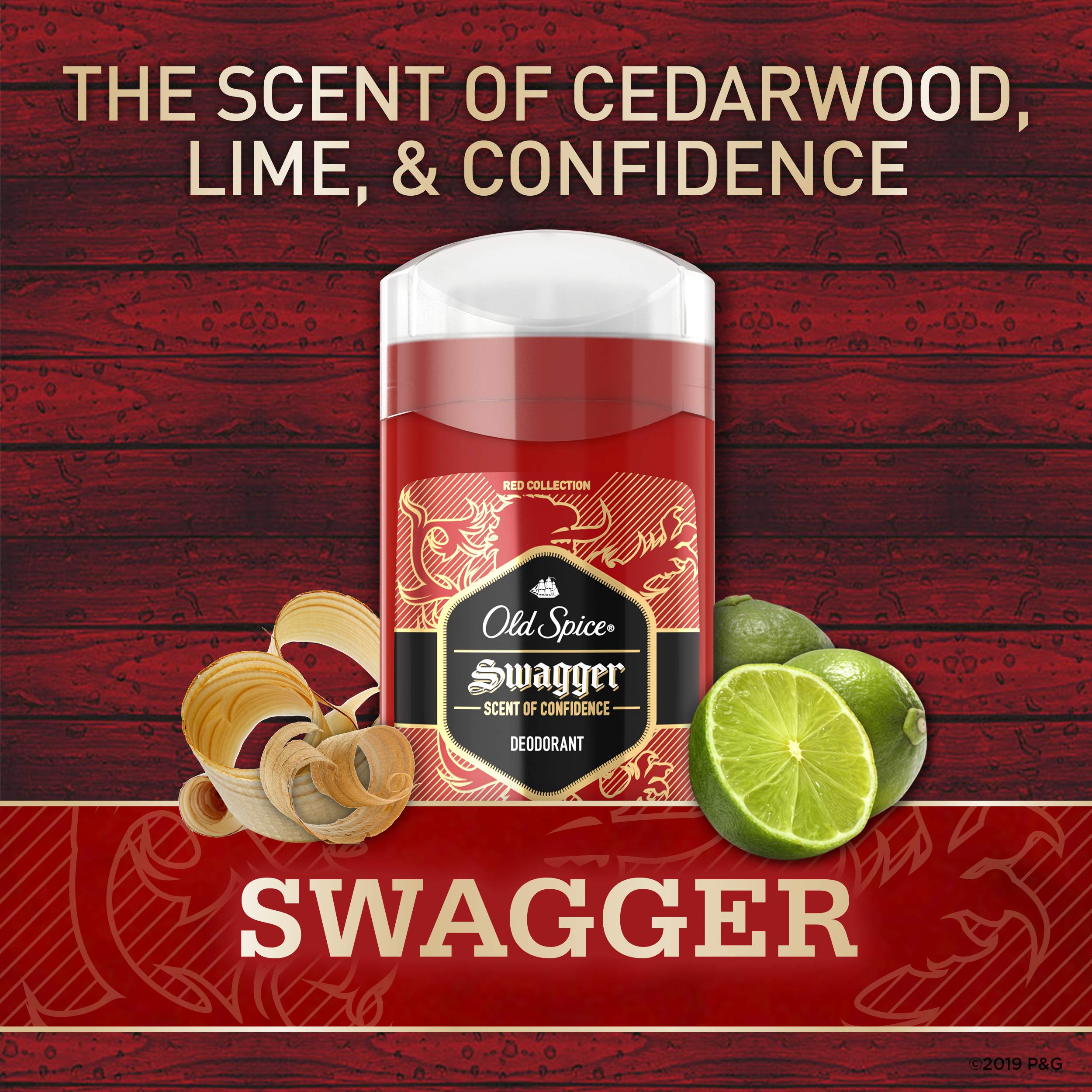 Old Spice Swagger Lime & Cedarwood Aluminum Free Deodorant – Red Collection (3 oz) Pack of 3